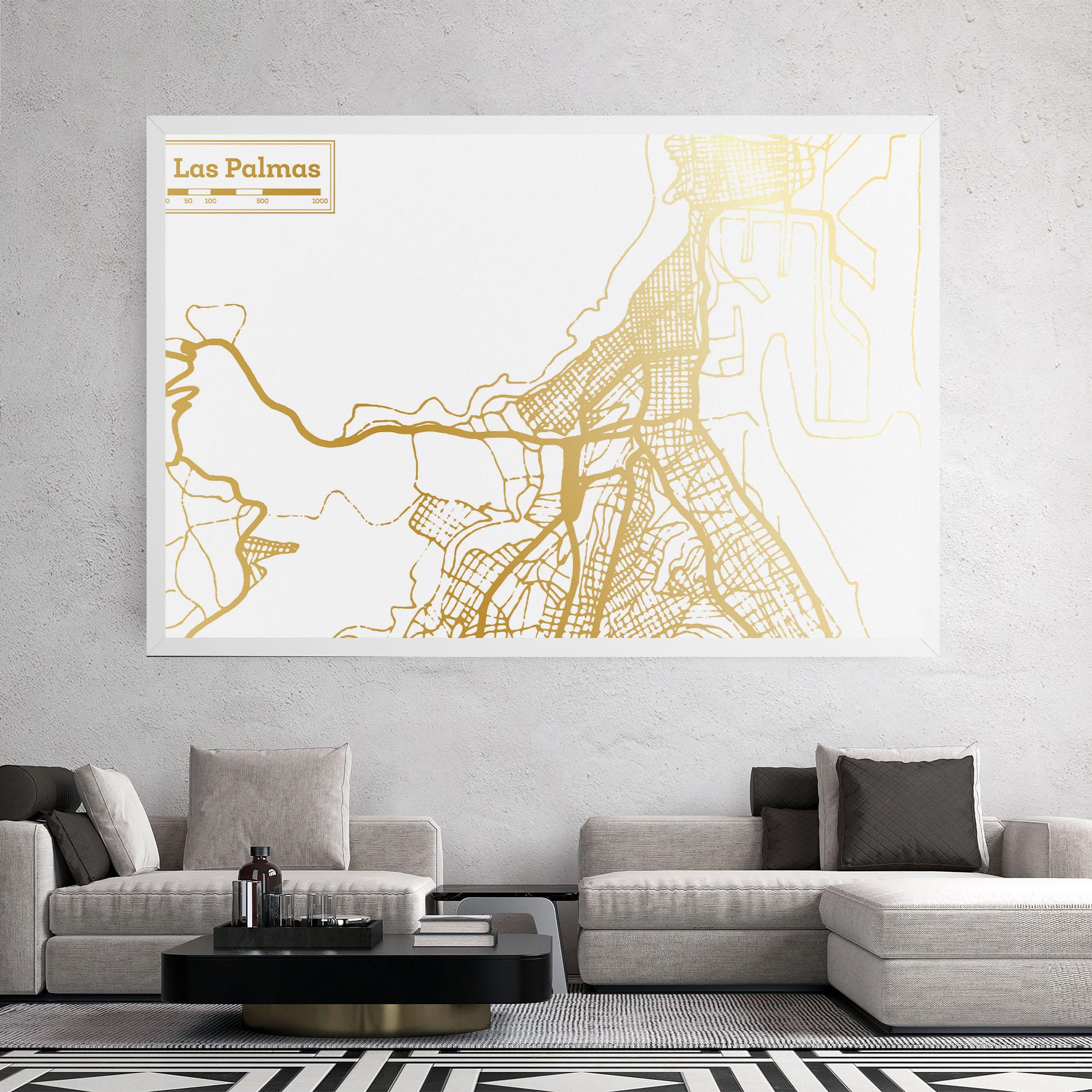 Vászonkép Las Palmas Gold Map mockup 2
