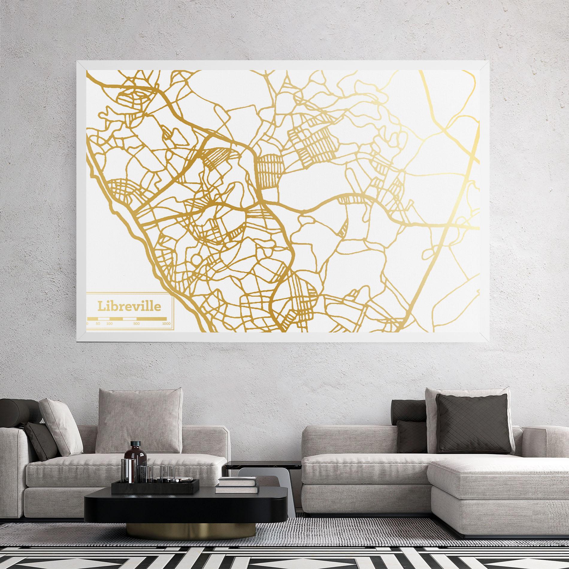 Vászonkép Libreville Gold Map mockup 2
