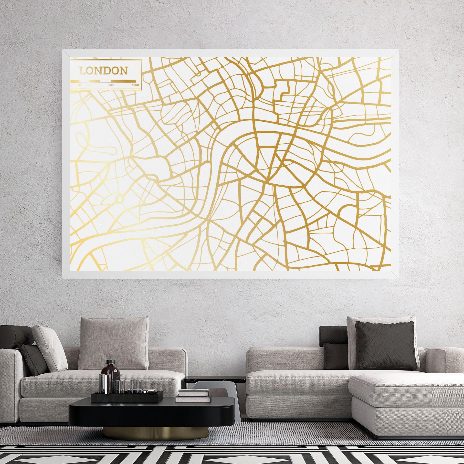Vászonkép London Gold Map mockup 2