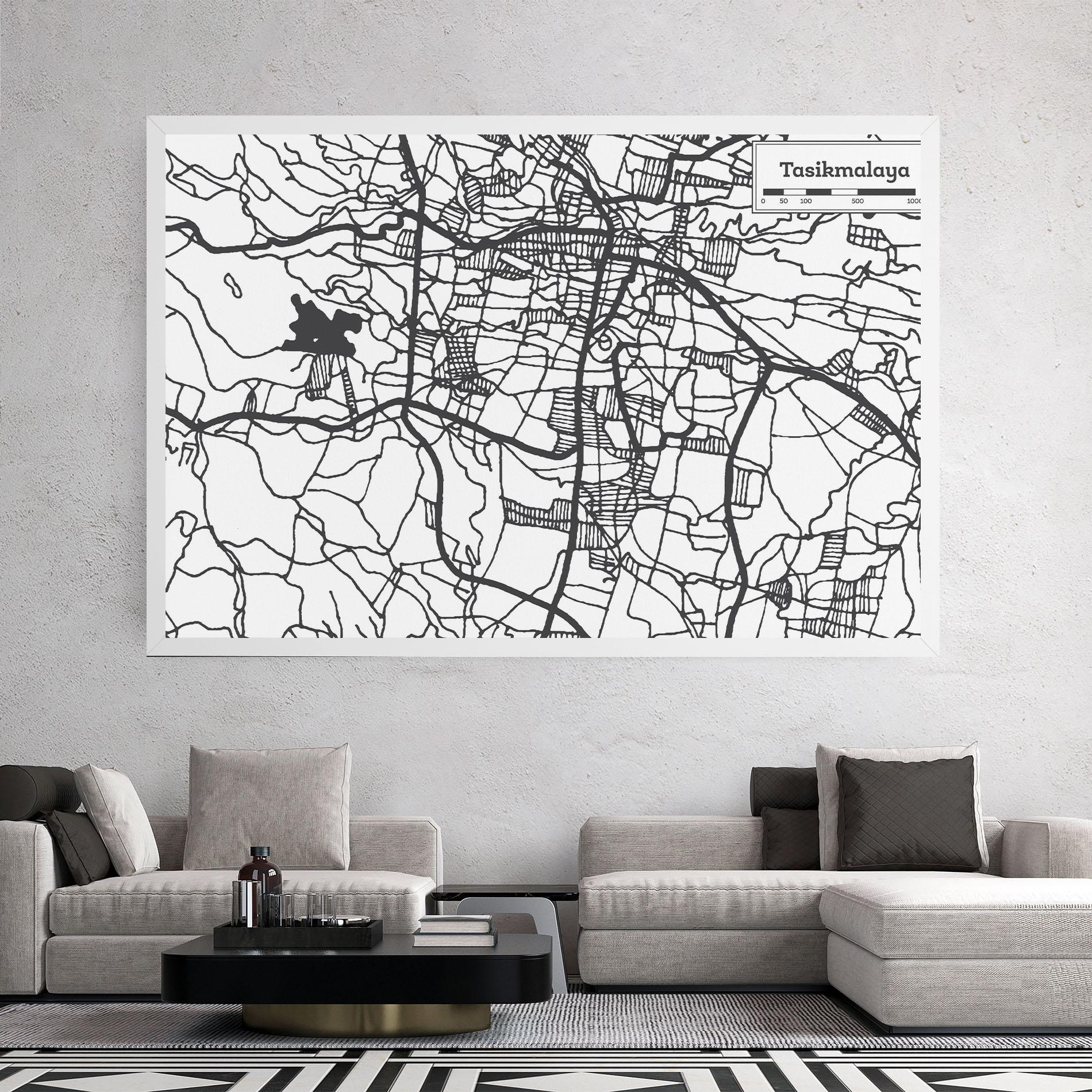 Vászonkép Tasikmalaya Map mockup 2