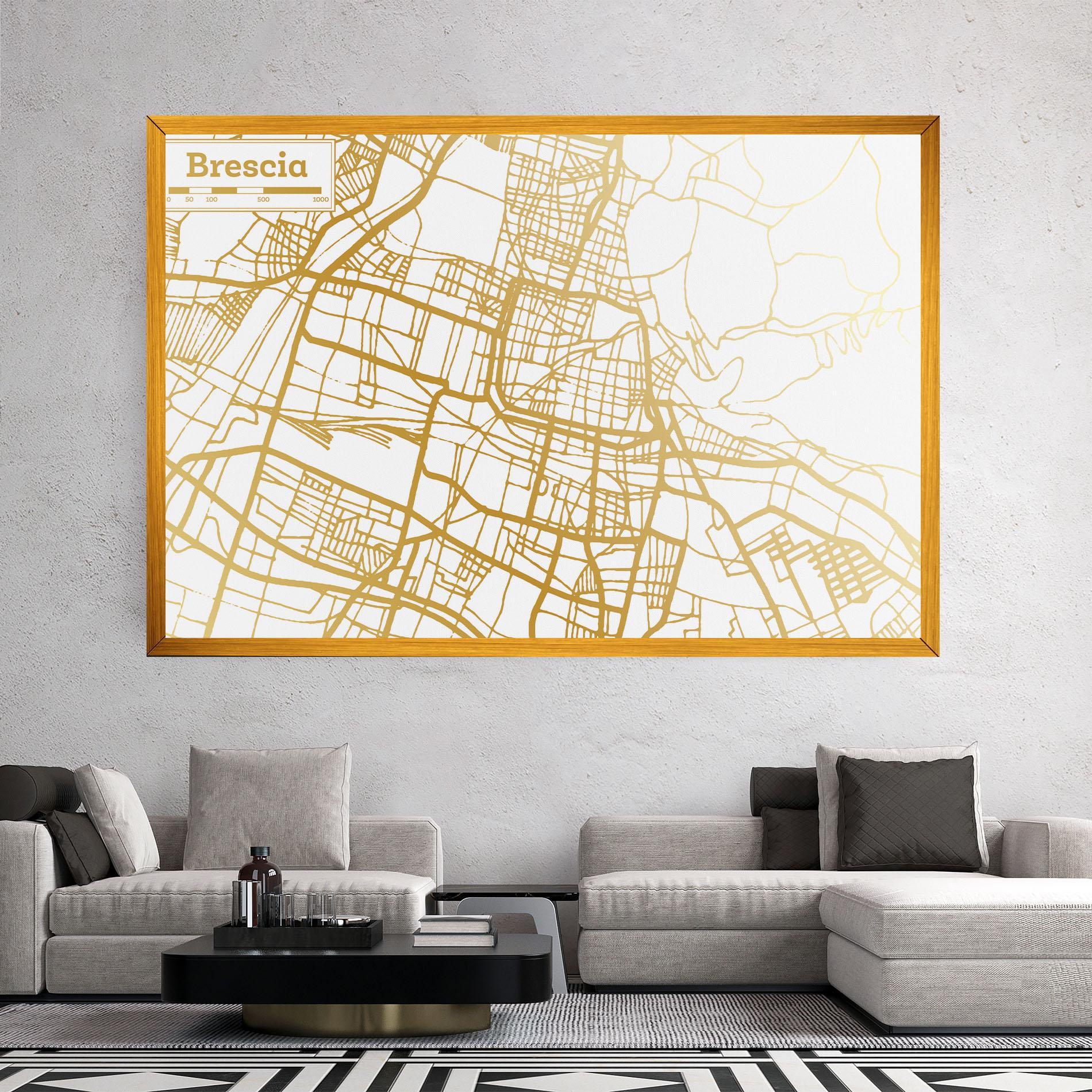 Vászonkép Brescia Gold Map mockup 2