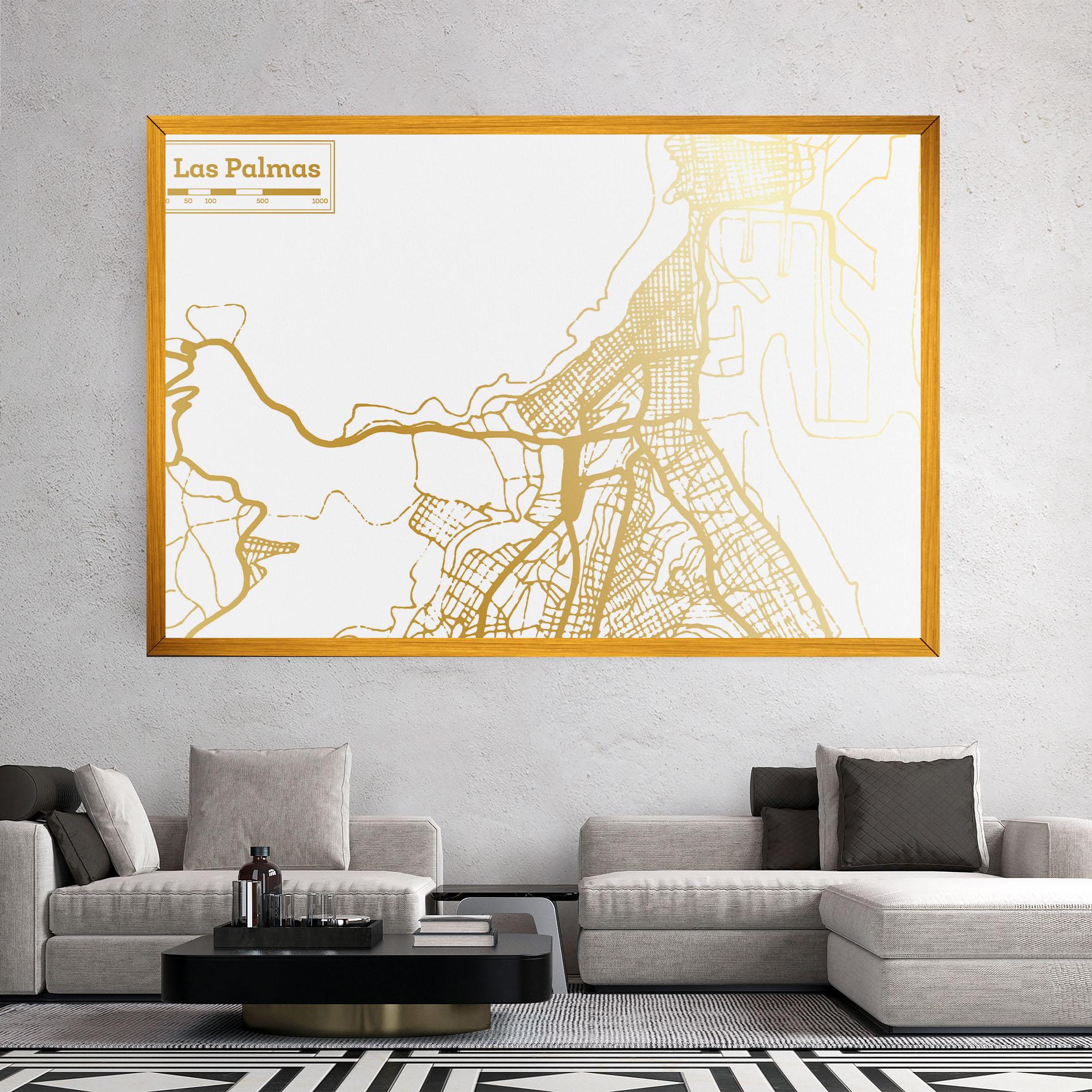 Vászonkép Las Palmas Gold Map mockup 2