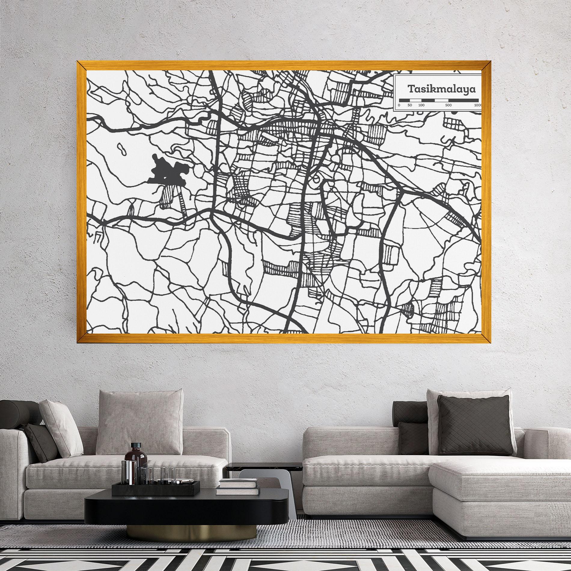 Vászonkép Tasikmalaya Map mockup 2