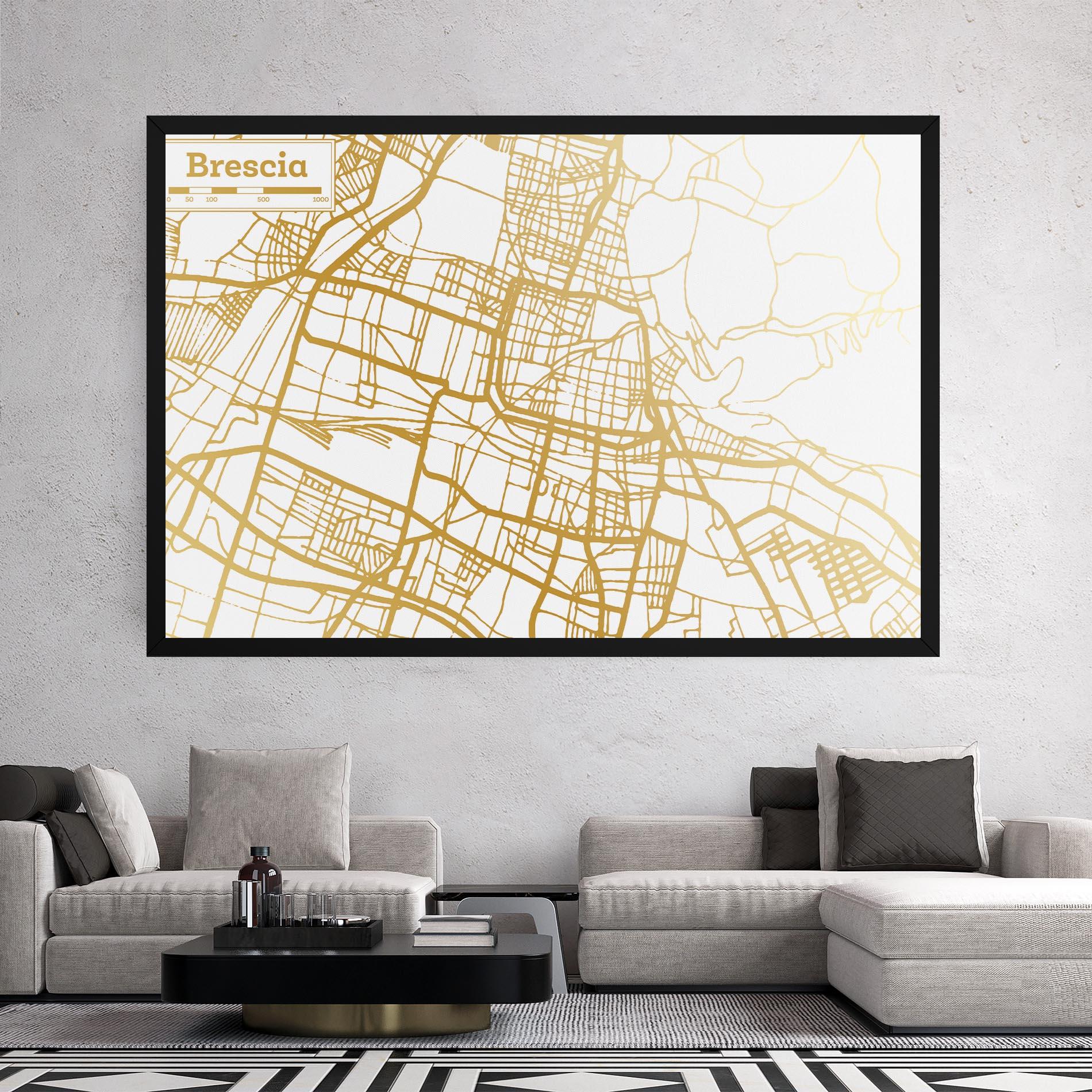 Vászonkép Brescia Gold Map mockup 2