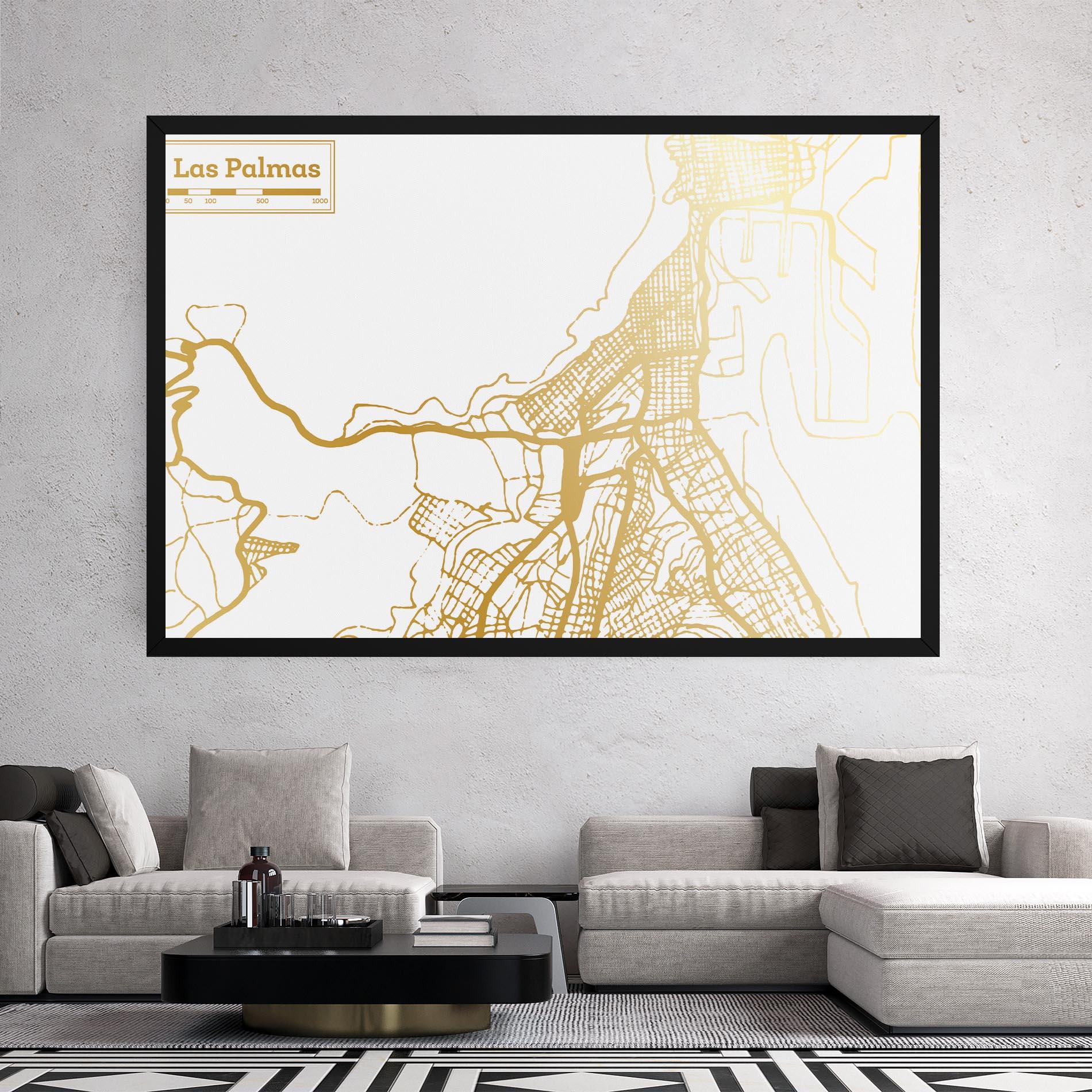Vászonkép Las Palmas Gold Map mockup 2