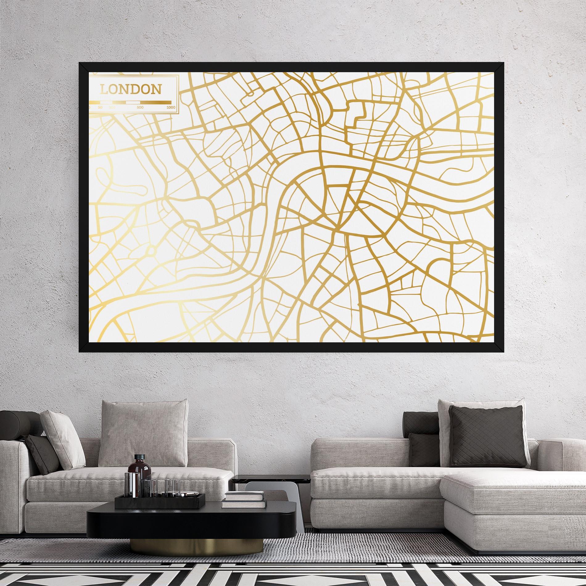 Vászonkép London Gold Map mockup 2