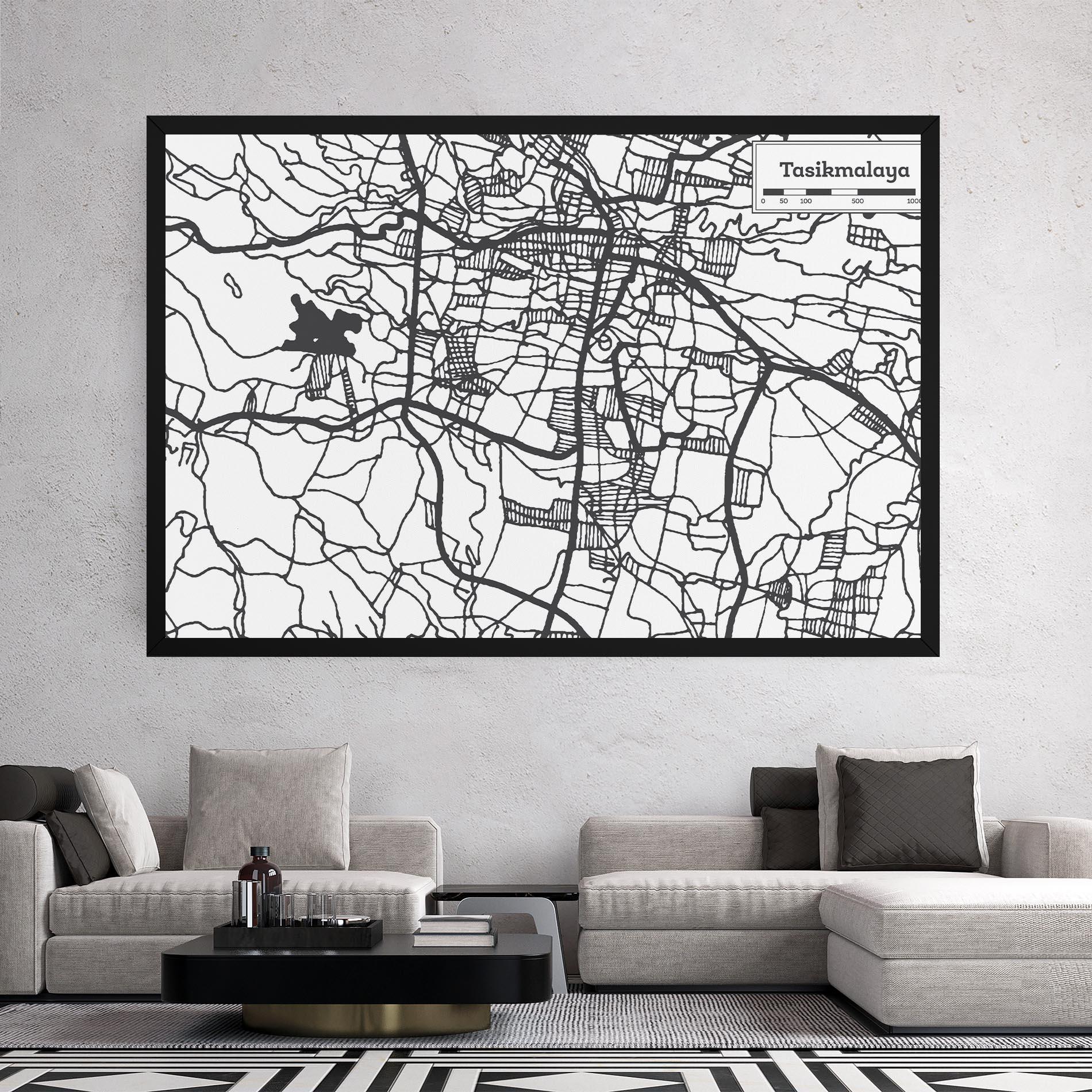 Vászonkép Tasikmalaya Map mockup 2