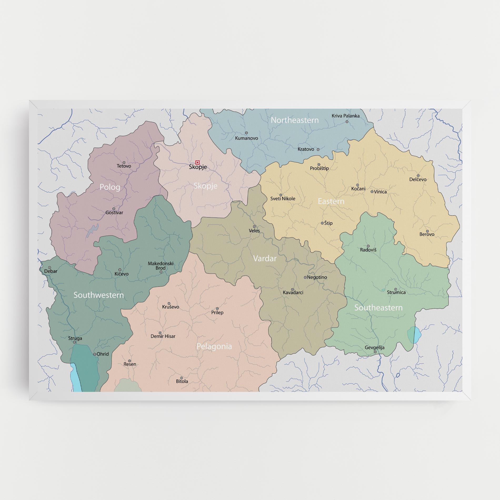 Vászonkép North Macedonia Map mockup 0