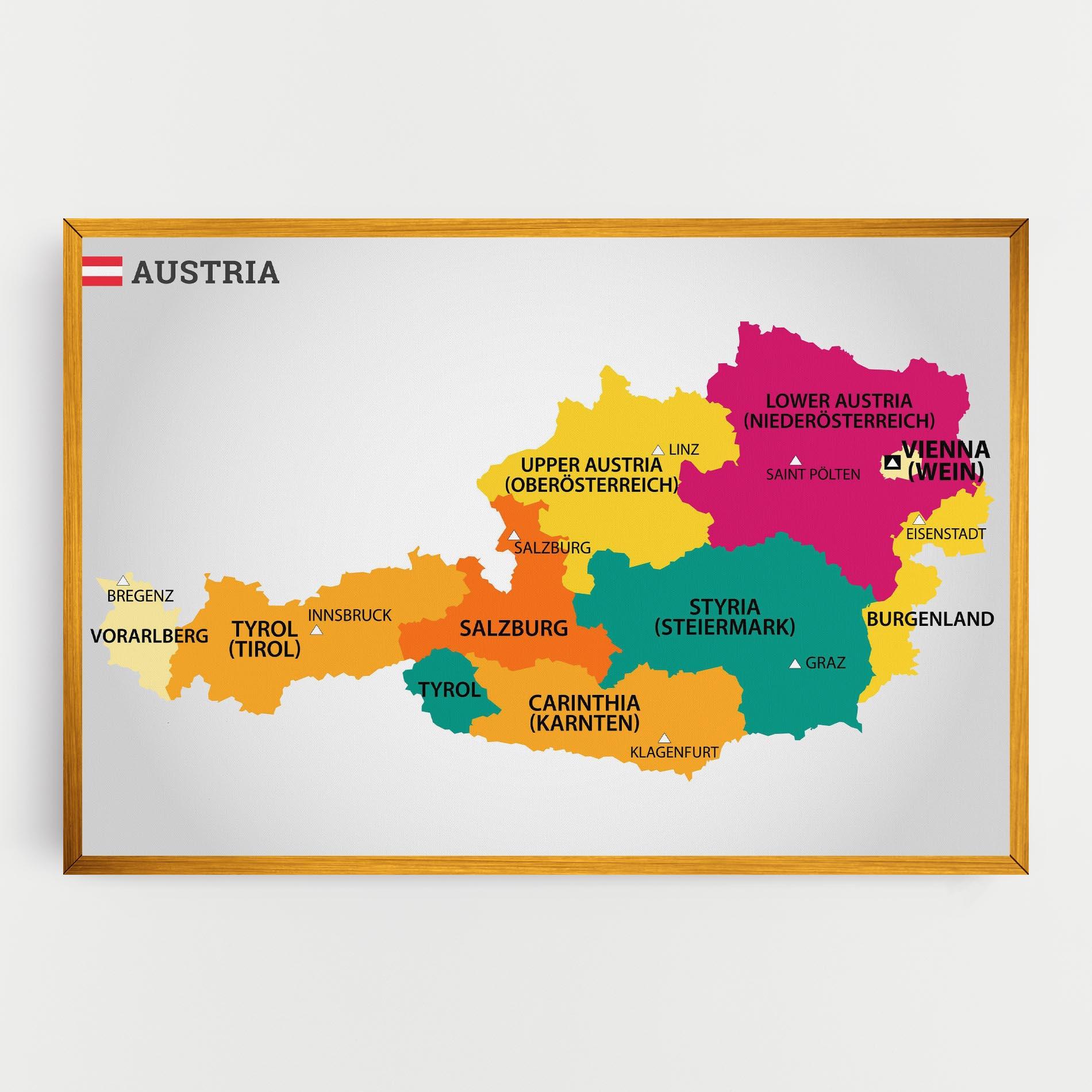 Vászonkép Austria Color Map mockup 0
