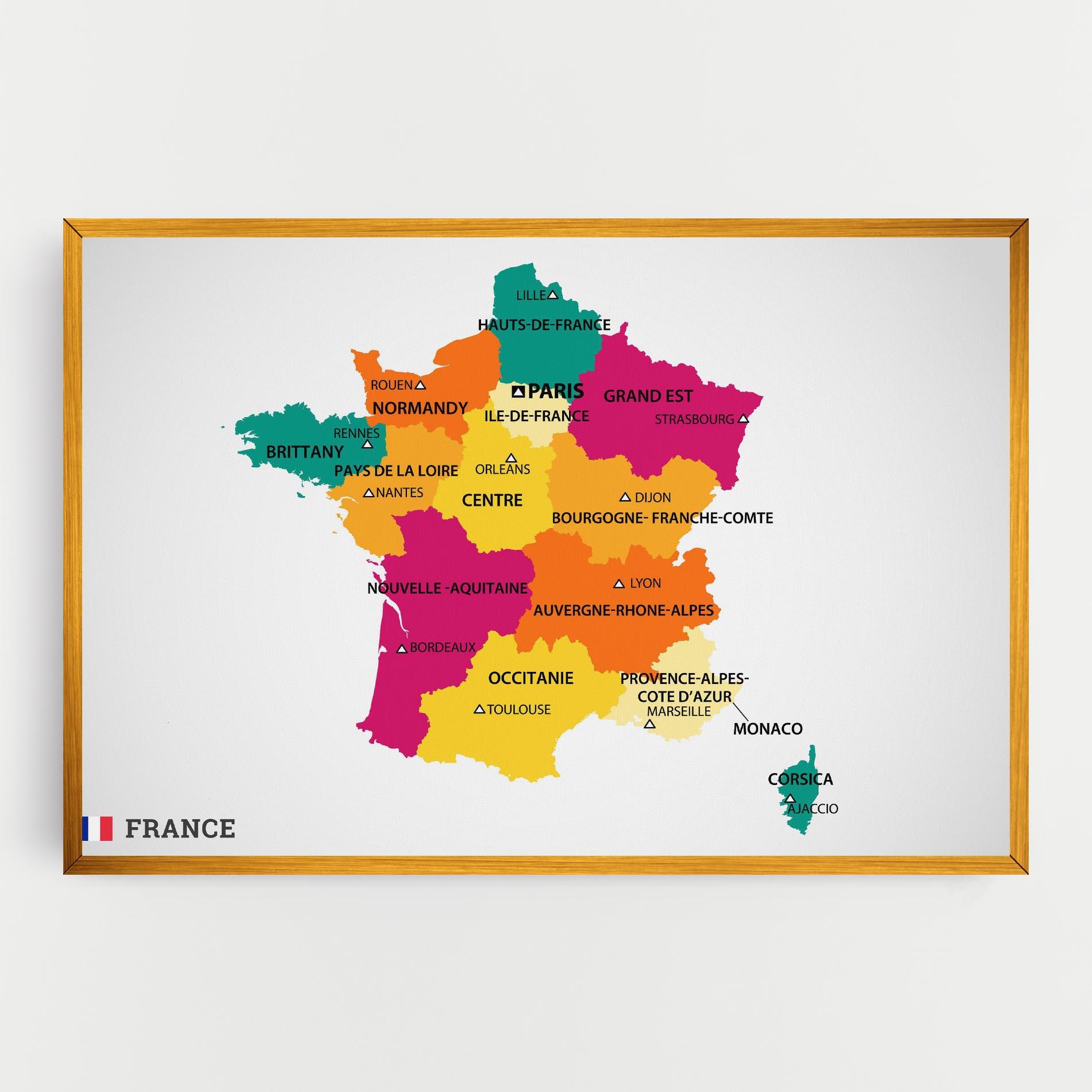 Vászonkép France Color Map mockup 0