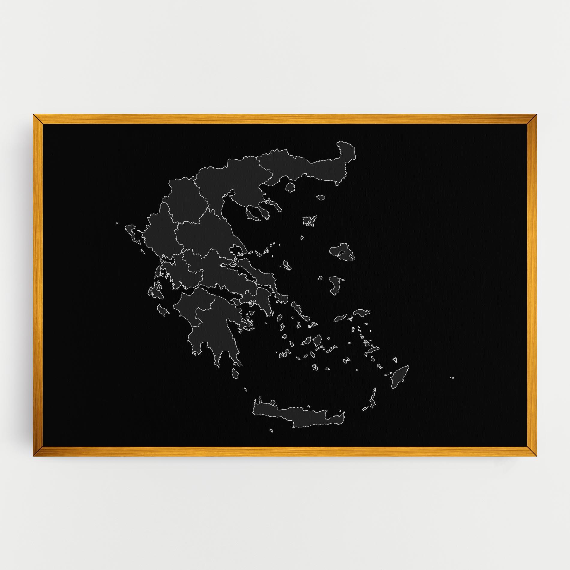 Vászonkép Greece Grey Map mockup 0