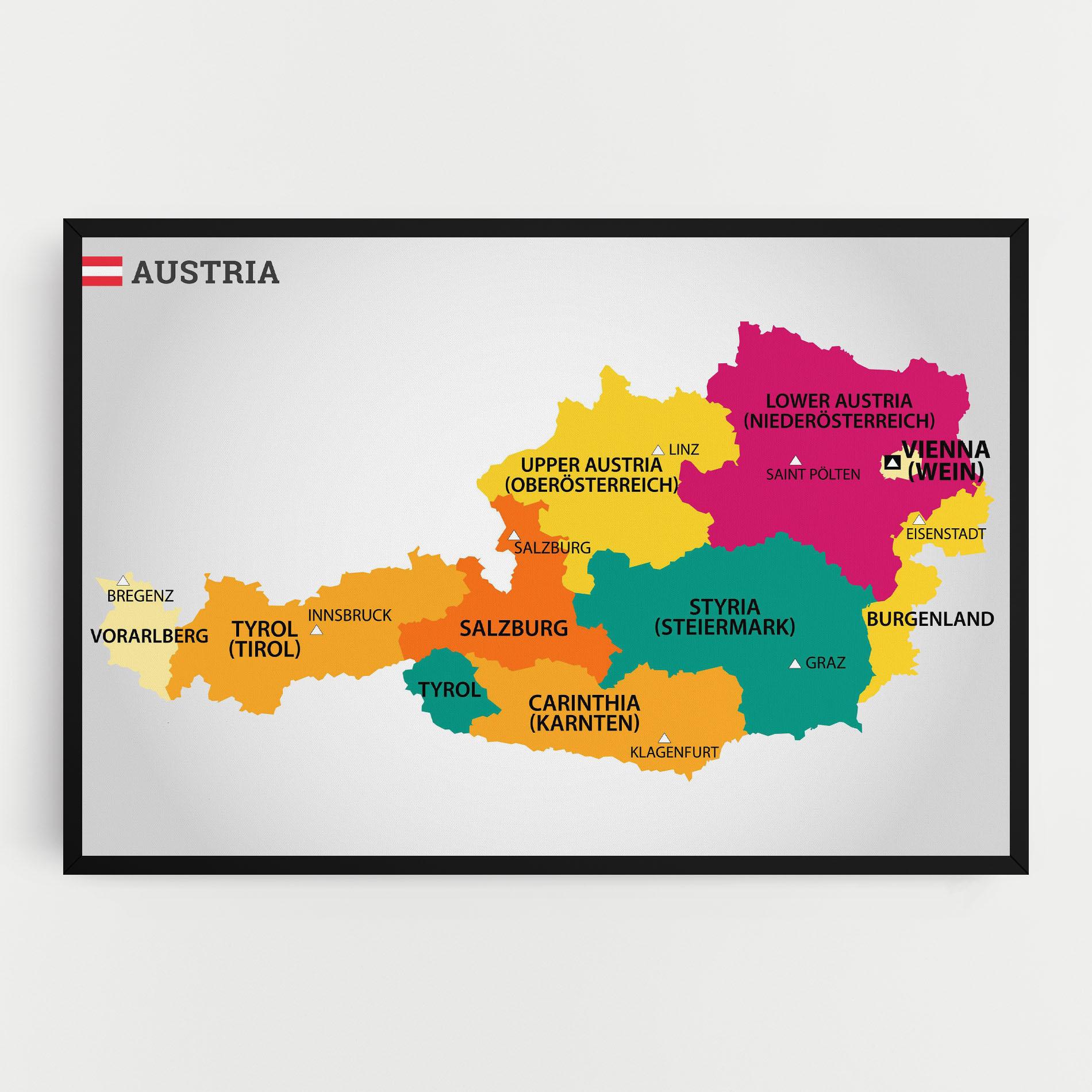Vászonkép Austria Color Map mockup 0