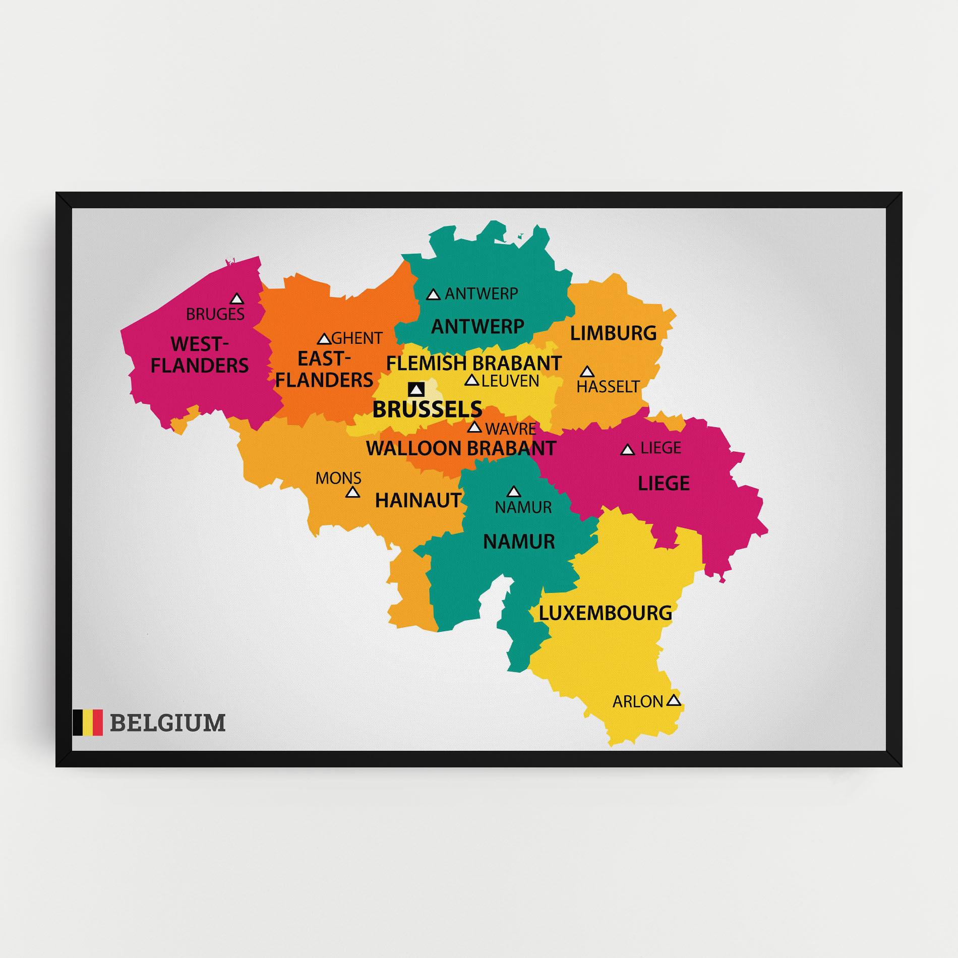 Vászonkép Belgium Color Map mockup 0