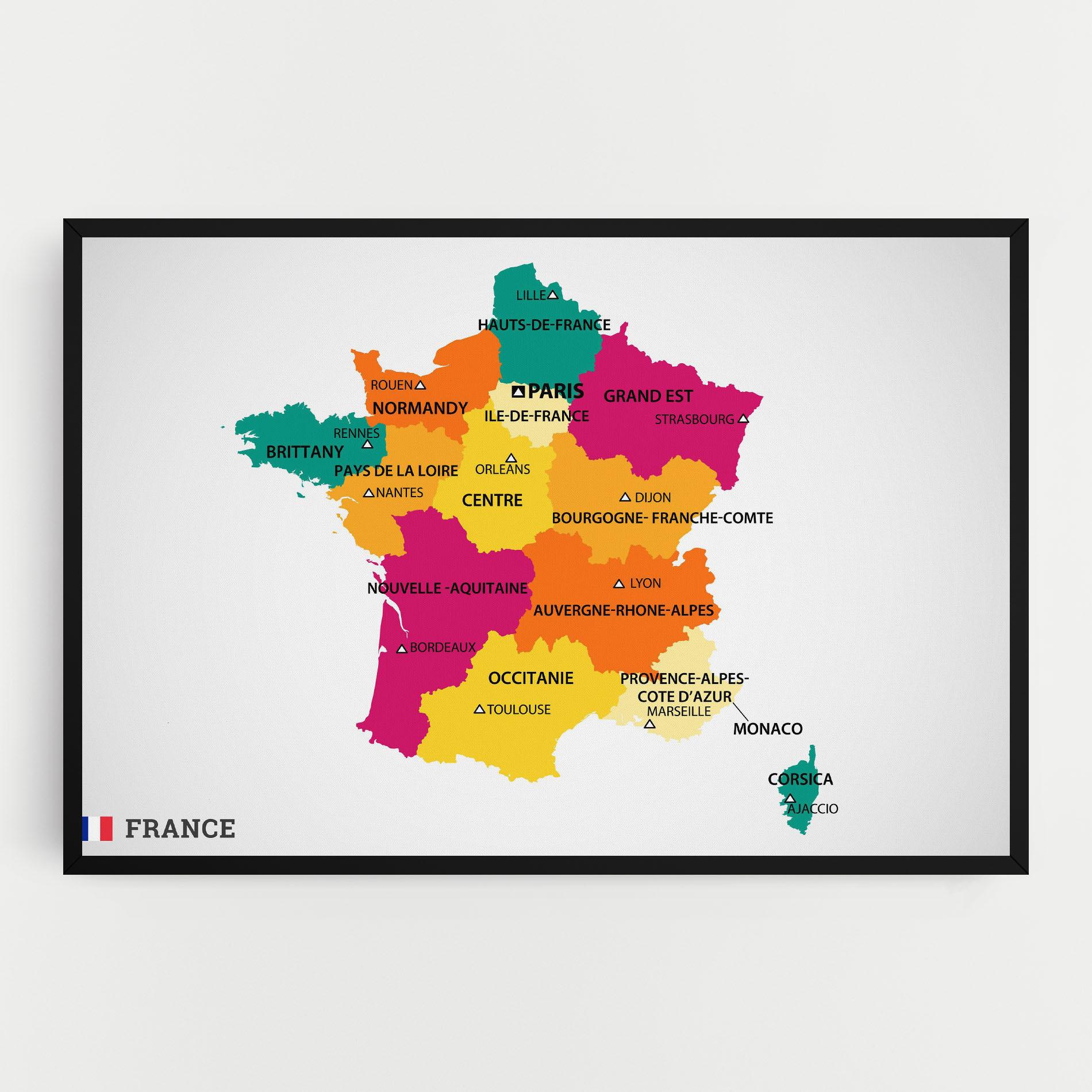 Vászonkép France Color Map mockup 0
