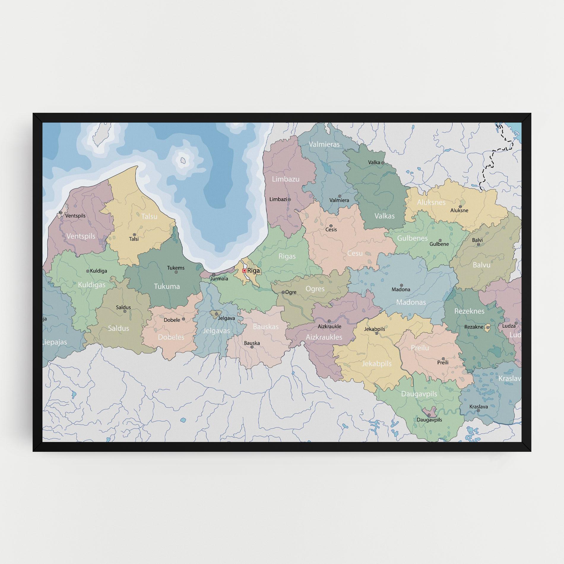 Vászonkép Latvia Color Map mockup 0