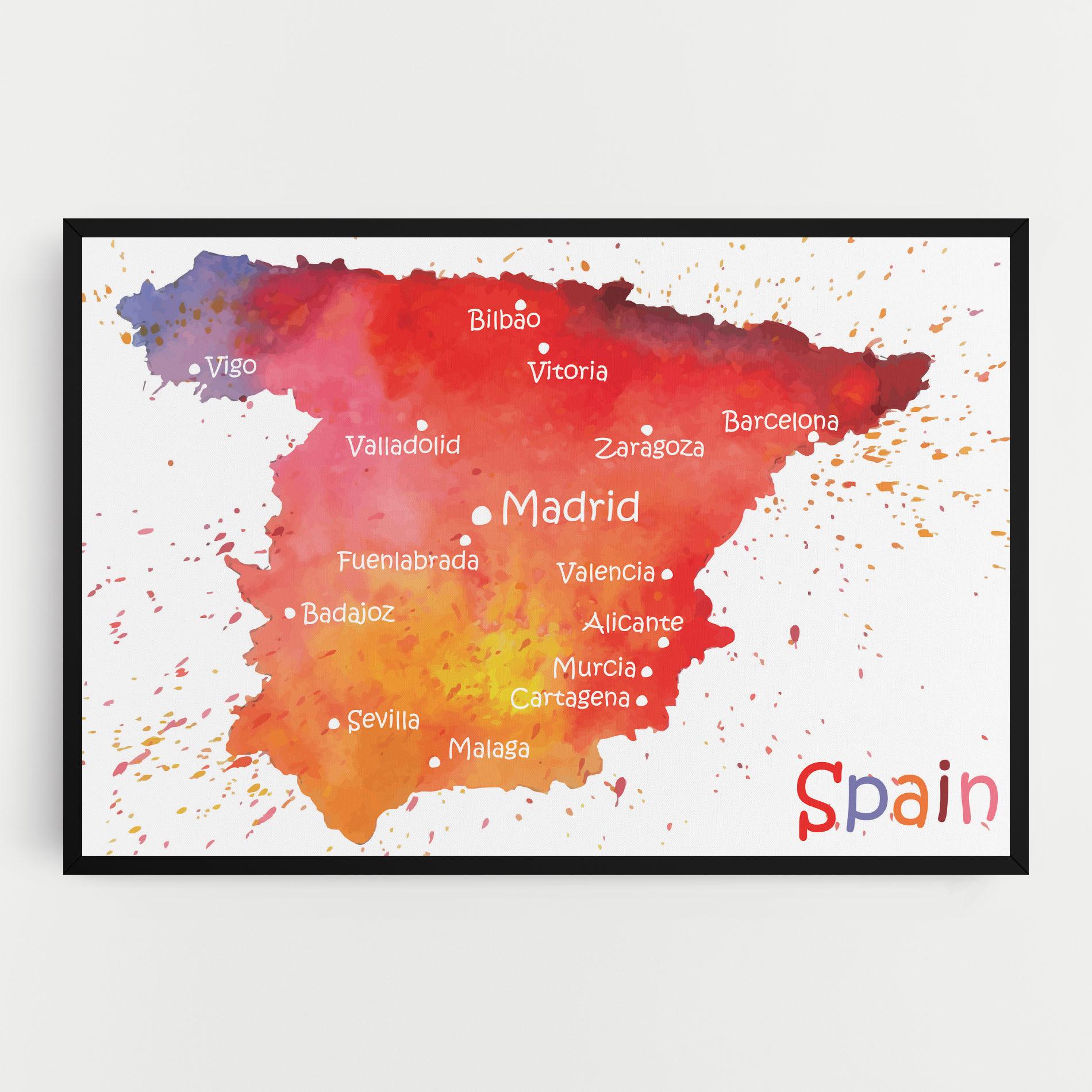 Vászonkép Spain Map mockup 0