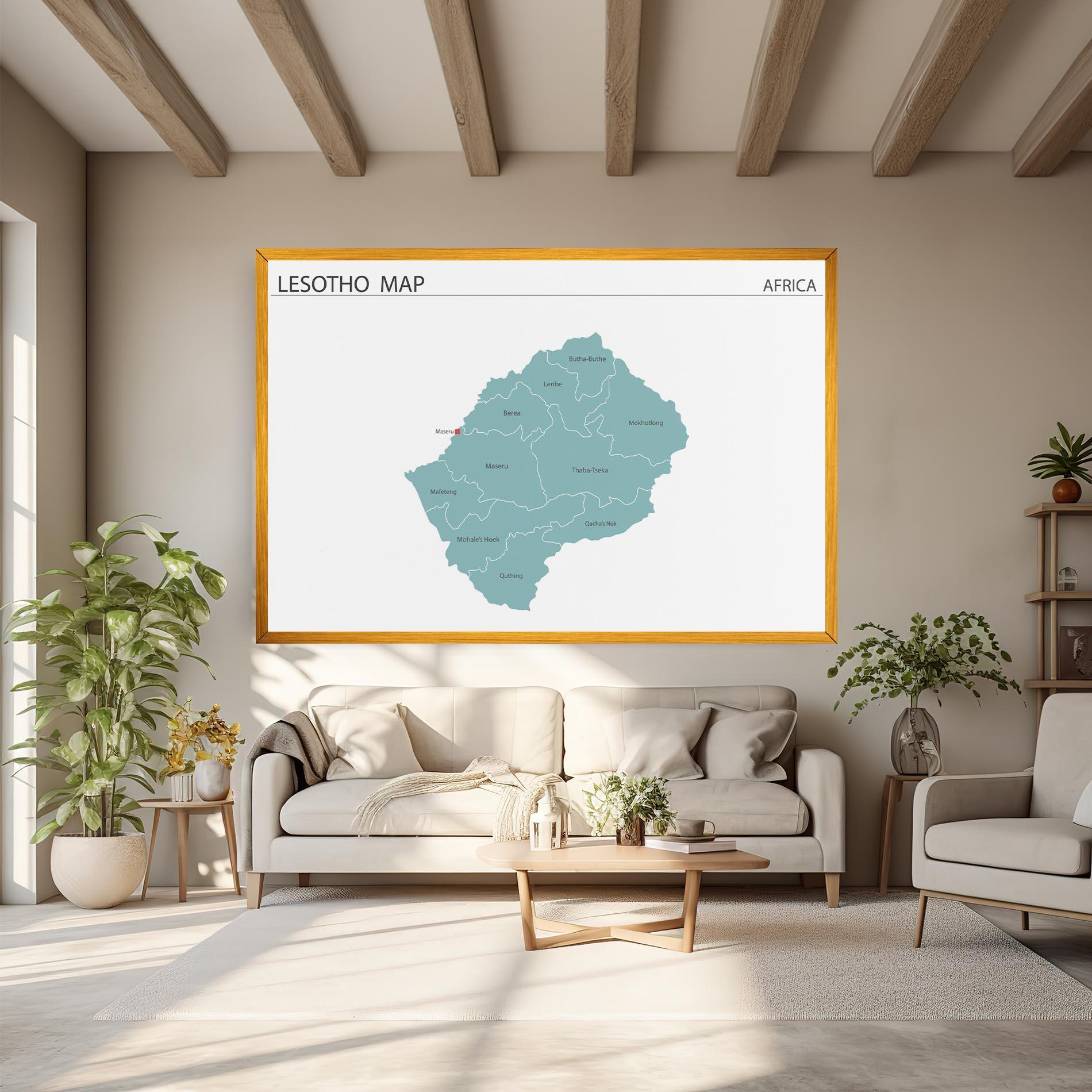 Vászonkép Lesotho Map mockup 6