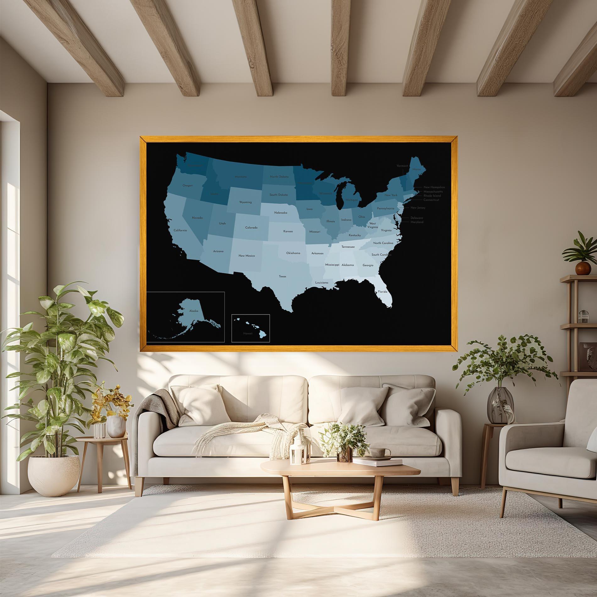 Vászonkép Sua Blue Map mockup 6