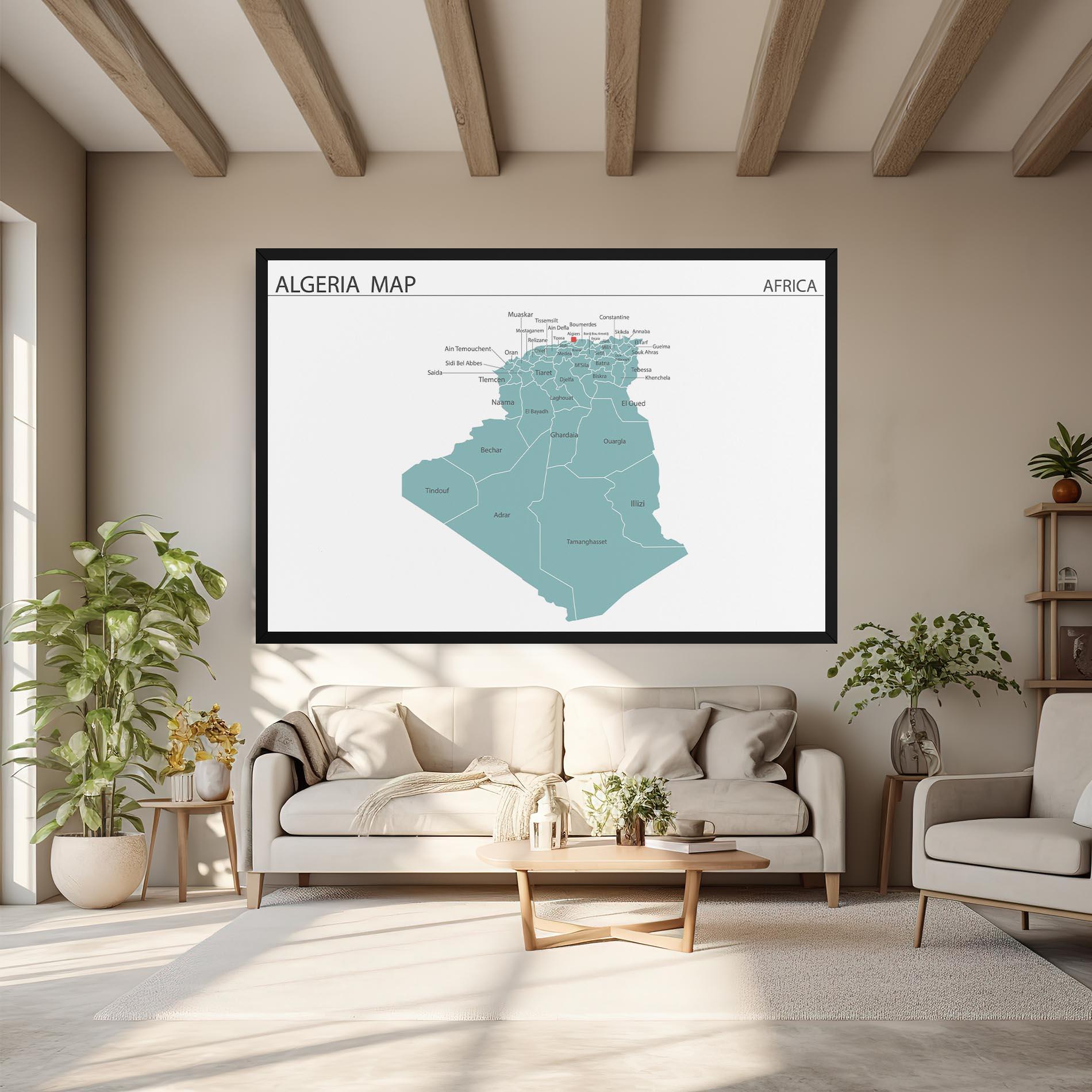 Vászonkép Algeria Map mockup 6