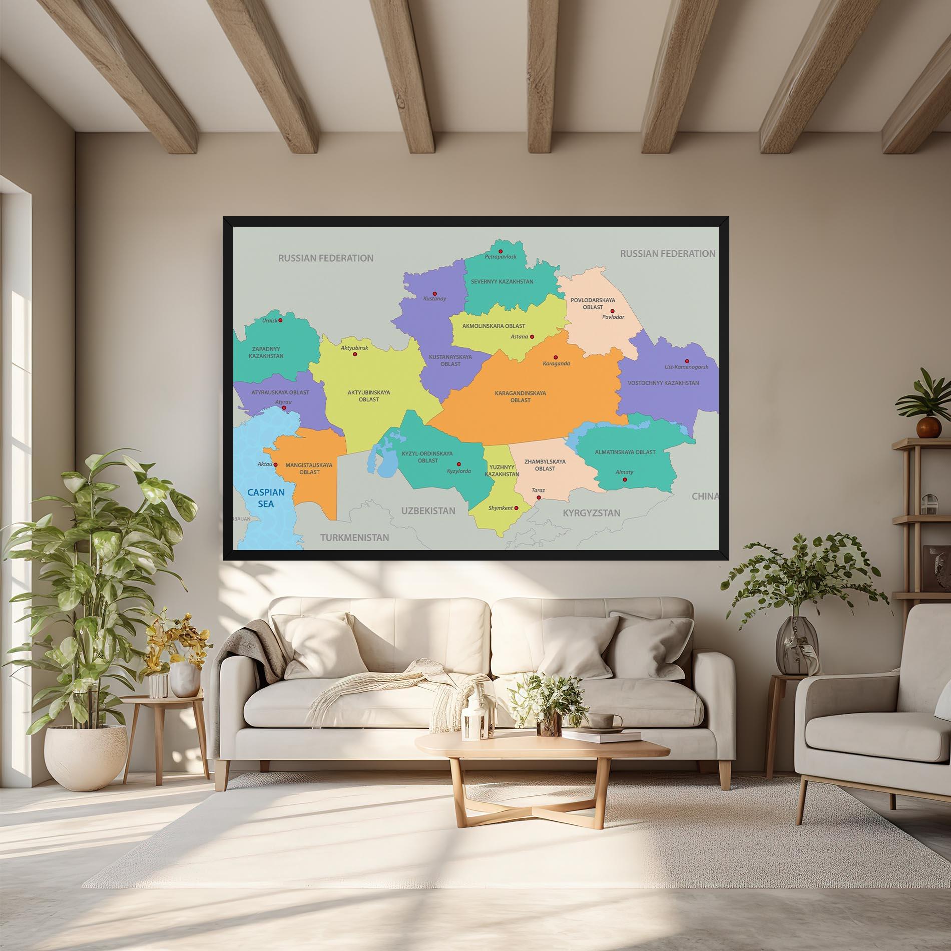 Vászonkép Kazakhstan Color Map mockup 6