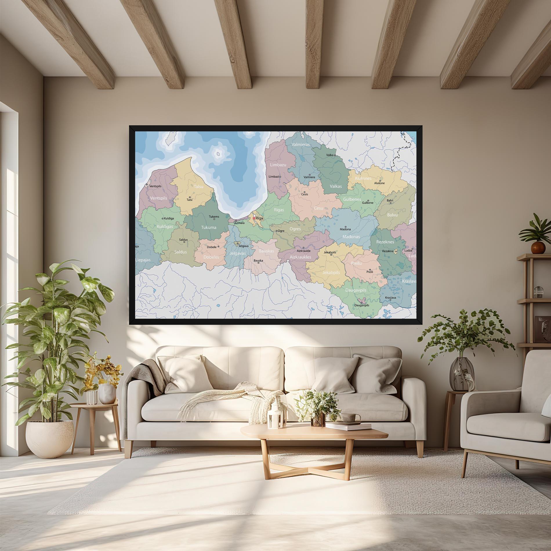 Vászonkép Latvia Color Map mockup 6