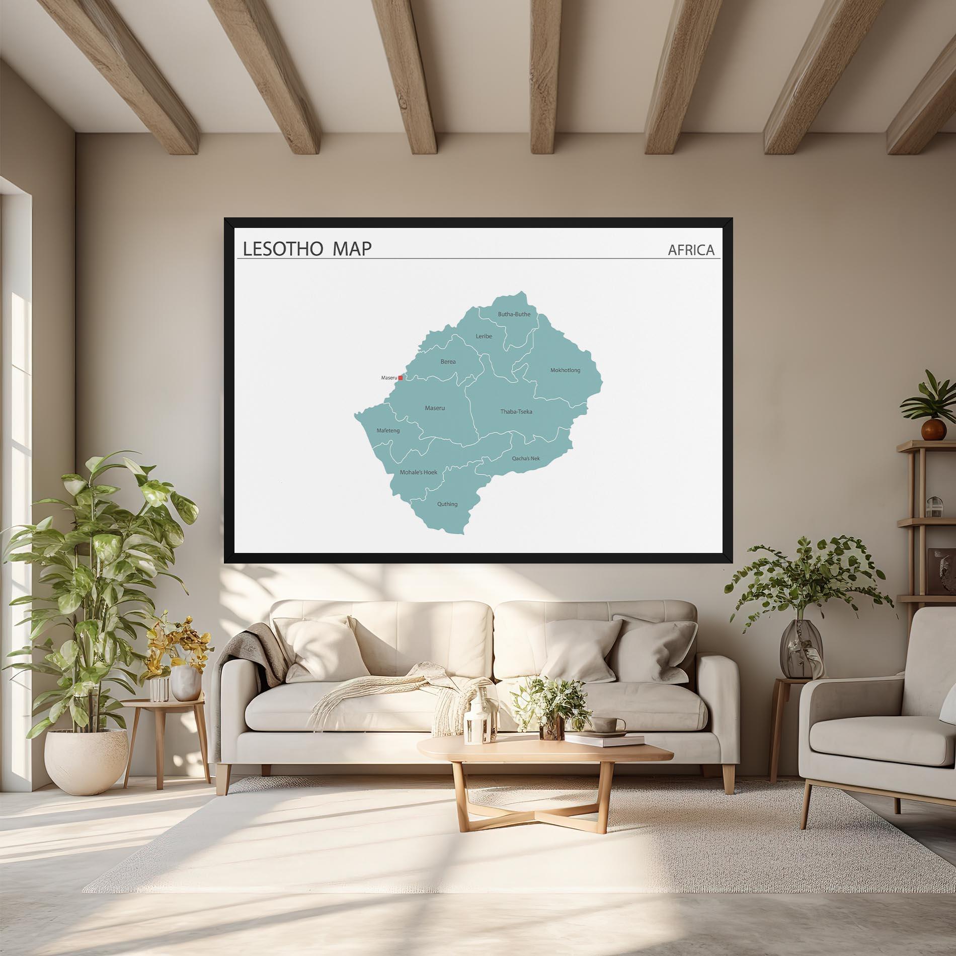 Vászonkép Lesotho Map mockup 6