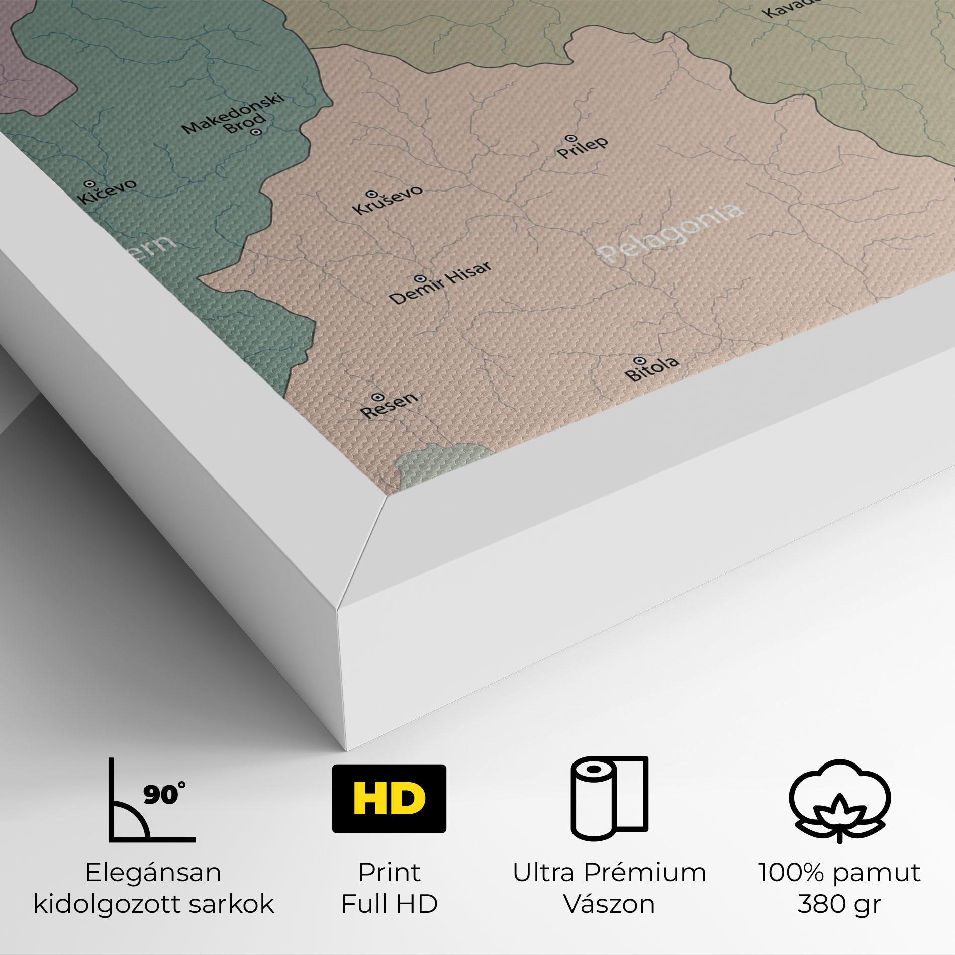 Vászonkép North Macedonia Map mockup 4