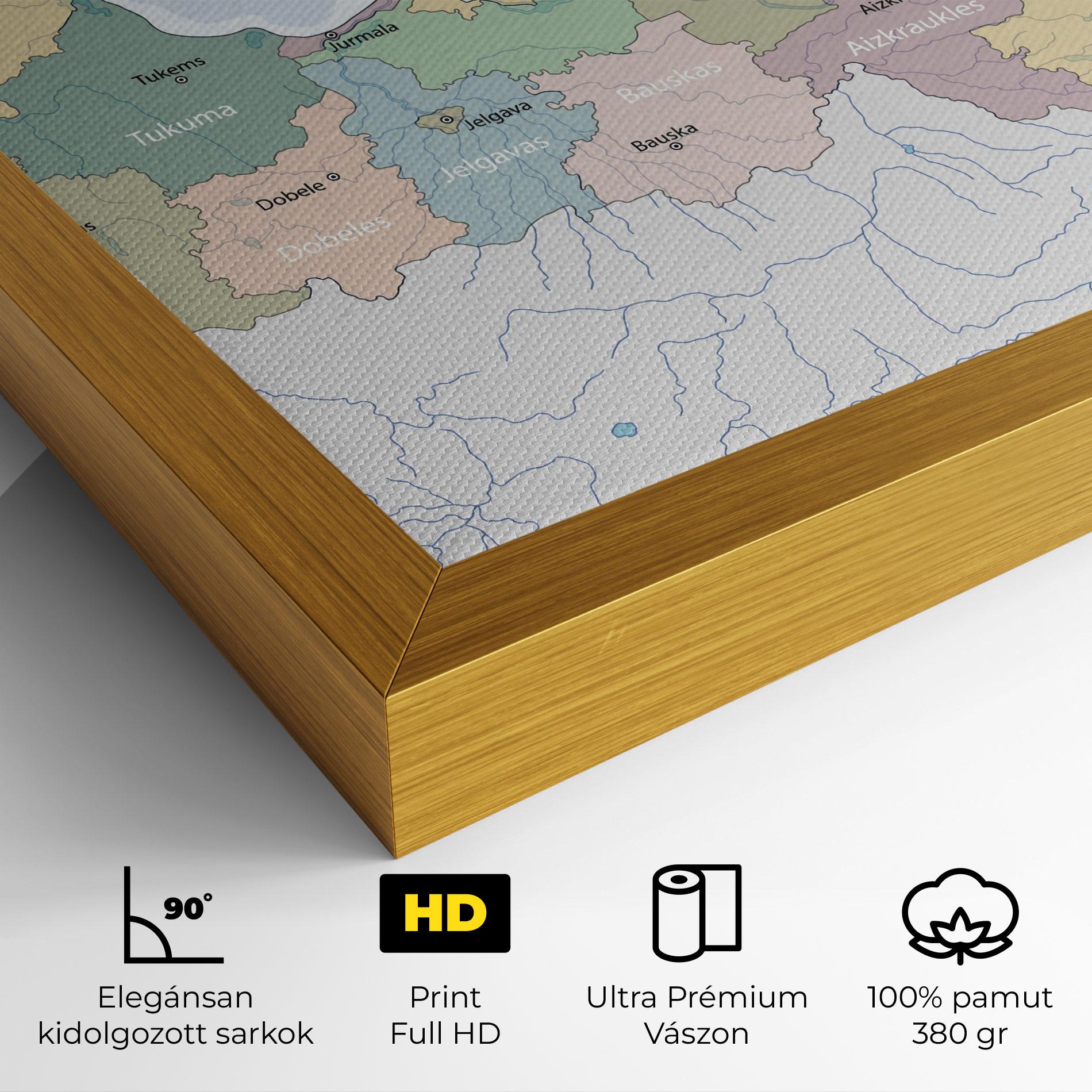 Vászonkép Latvia Color Map mockup 4
