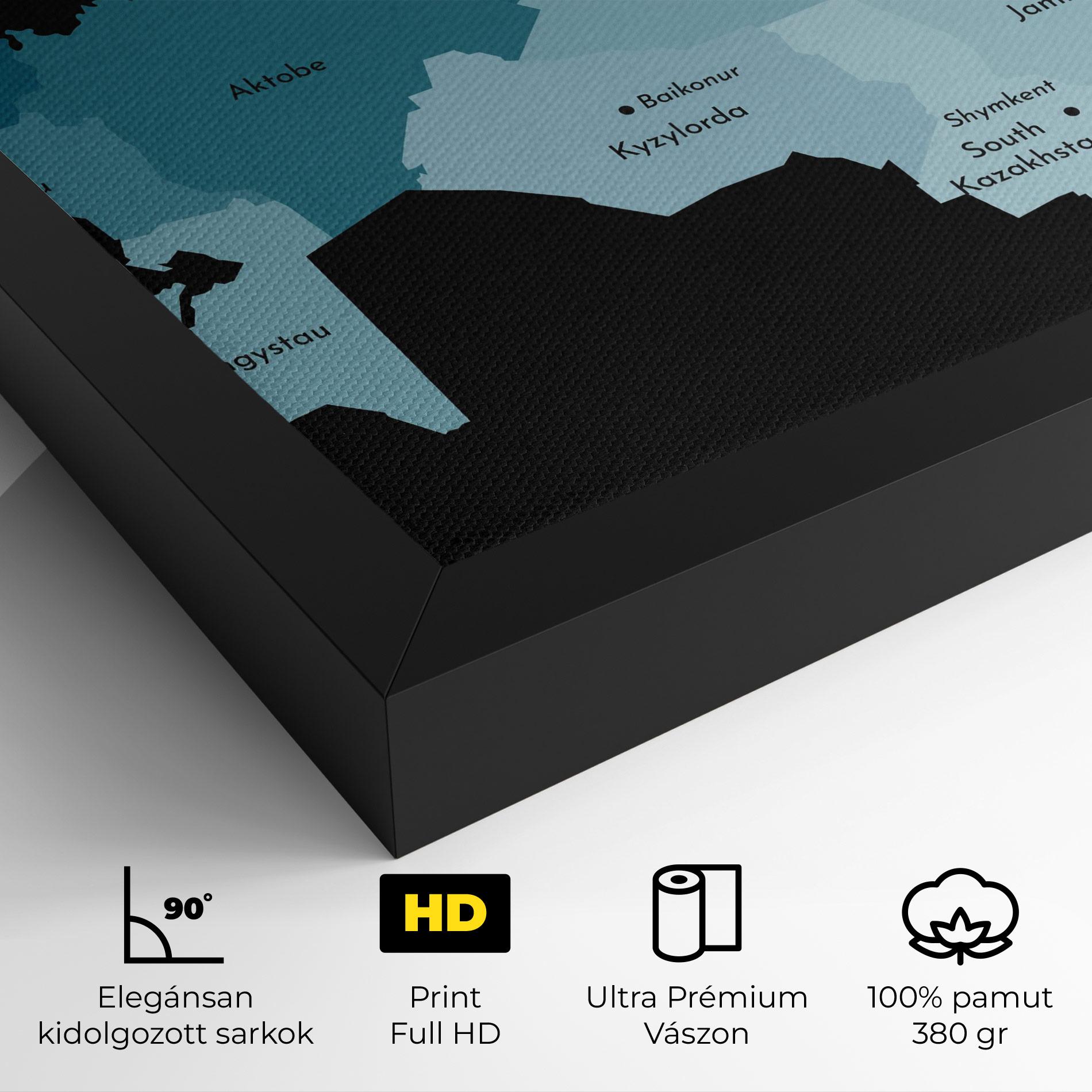 Vászonkép Kazahstan Blue Map mockup 4
