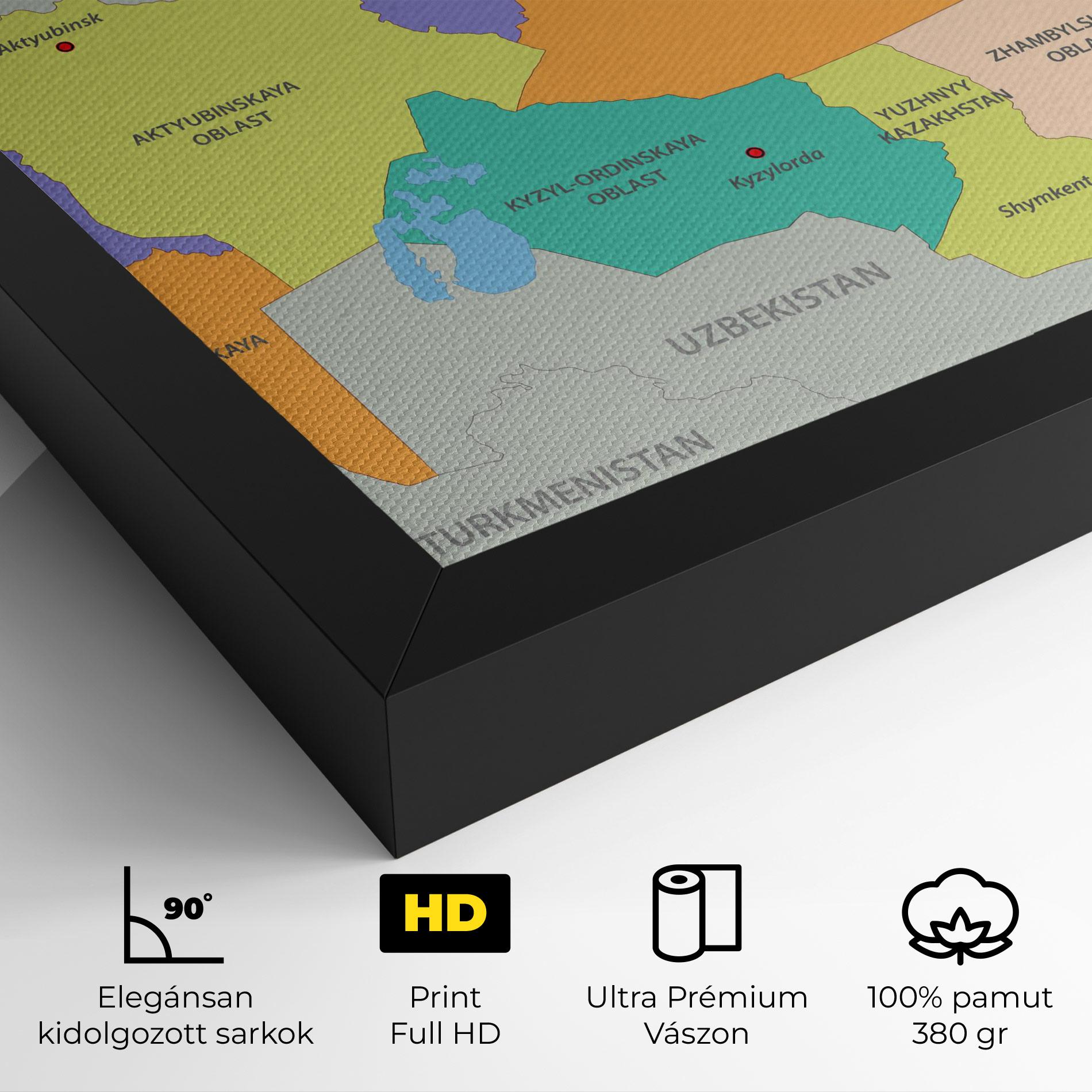 Vászonkép Kazakhstan Color Map mockup 4