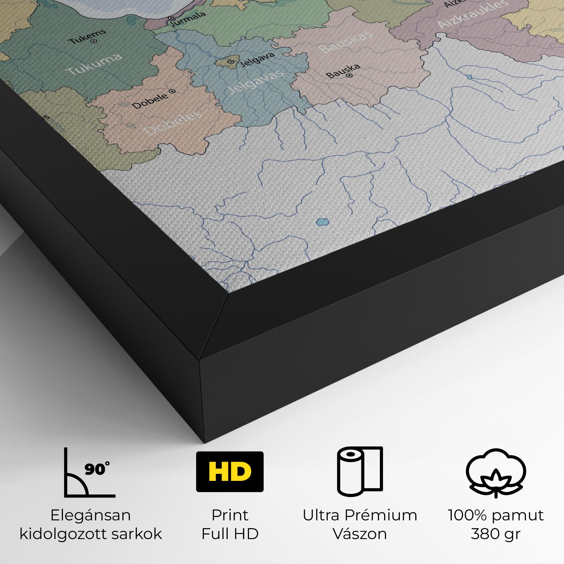 Vászonkép Latvia Color Map mockup 4