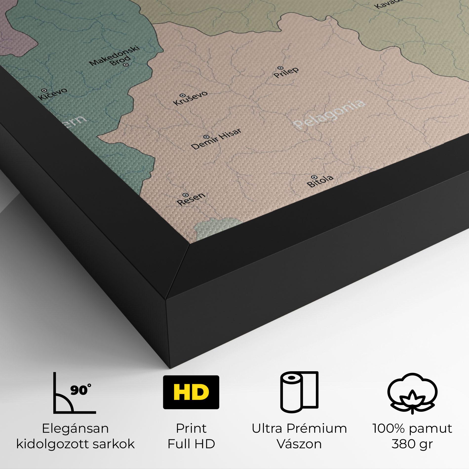 Vászonkép North Macedonia Map mockup 4