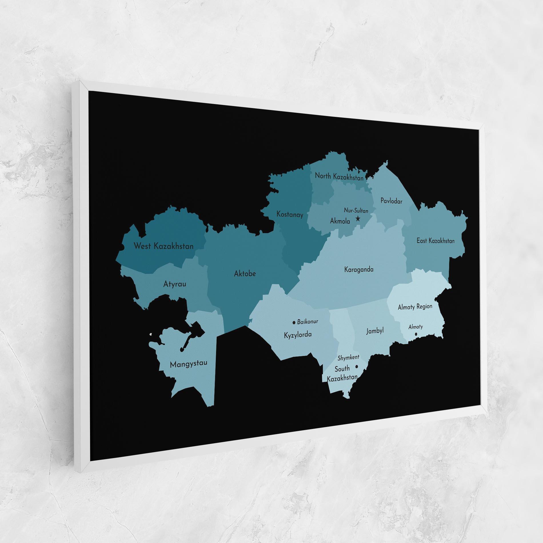 Vászonkép Kazahstan Blue Map mockup 1