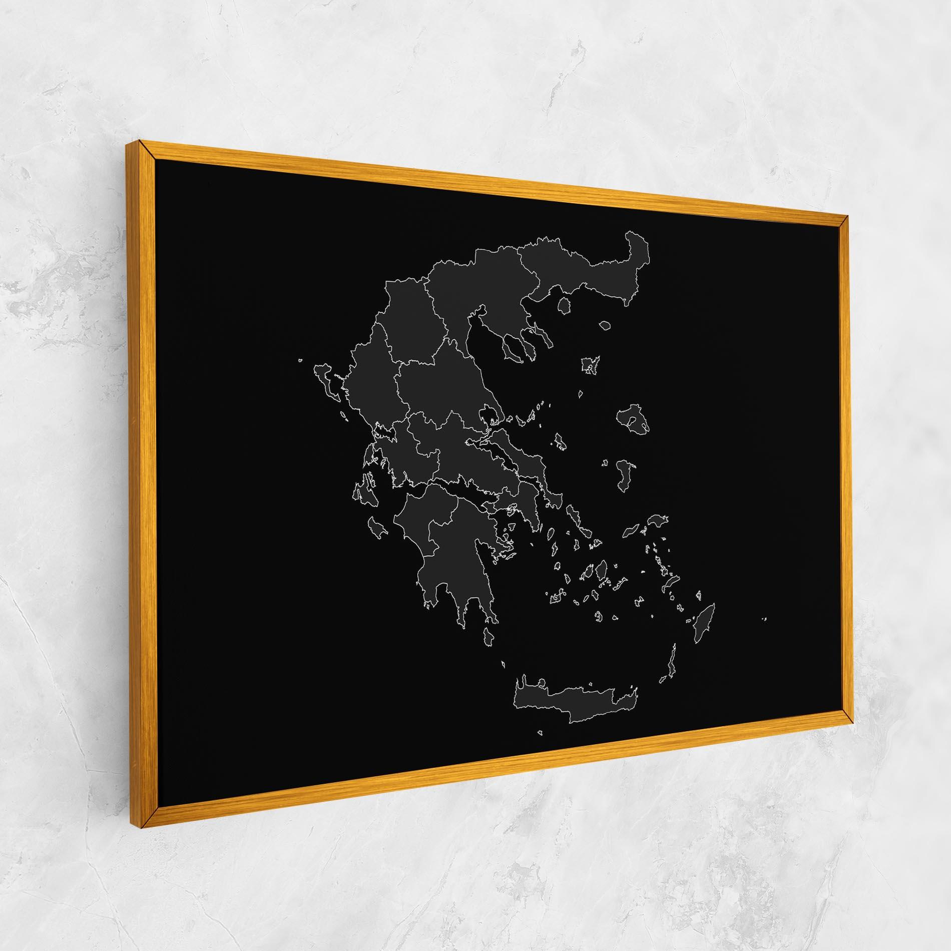 Vászonkép Greece Grey Map mockup 1