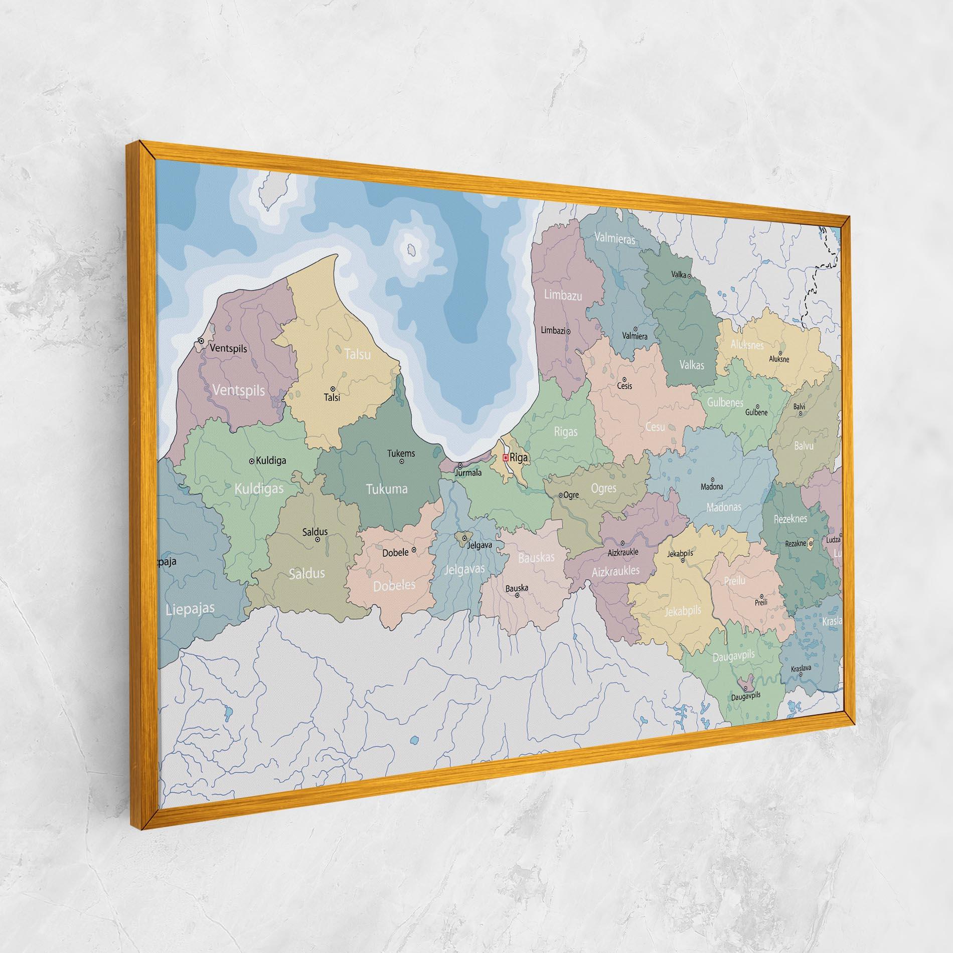 Vászonkép Latvia Color Map mockup 1