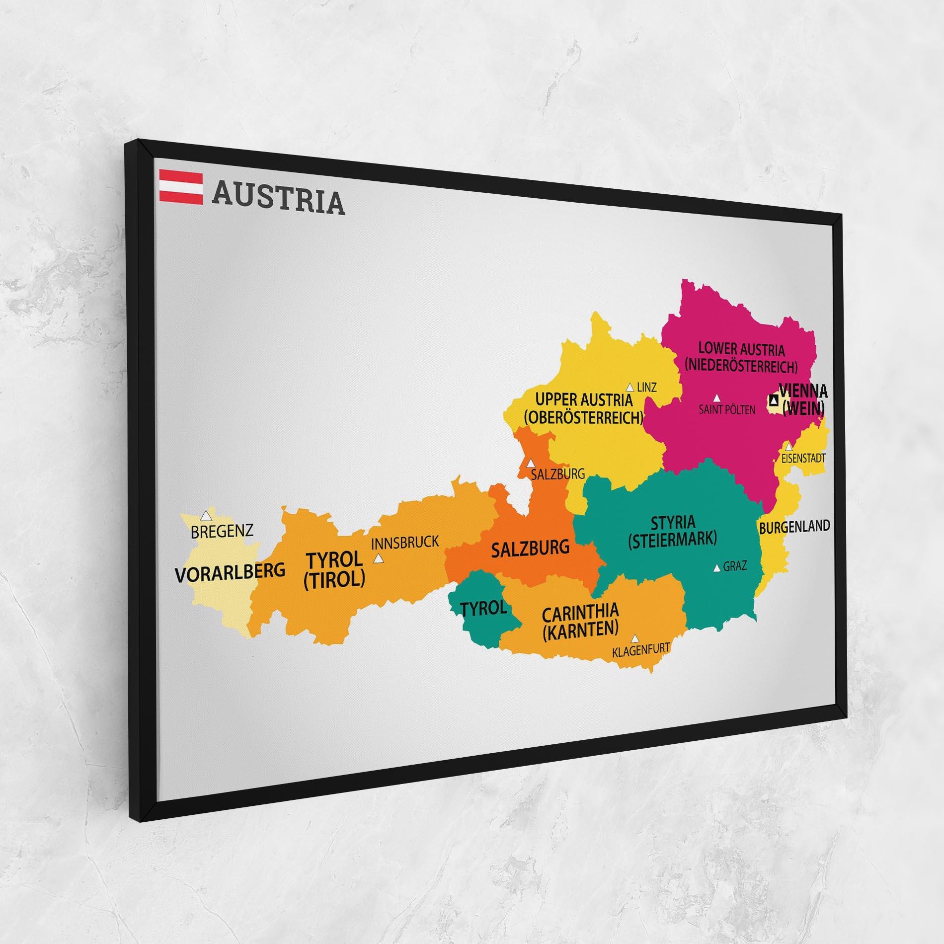 Vászonkép Austria Color Map mockup 1
