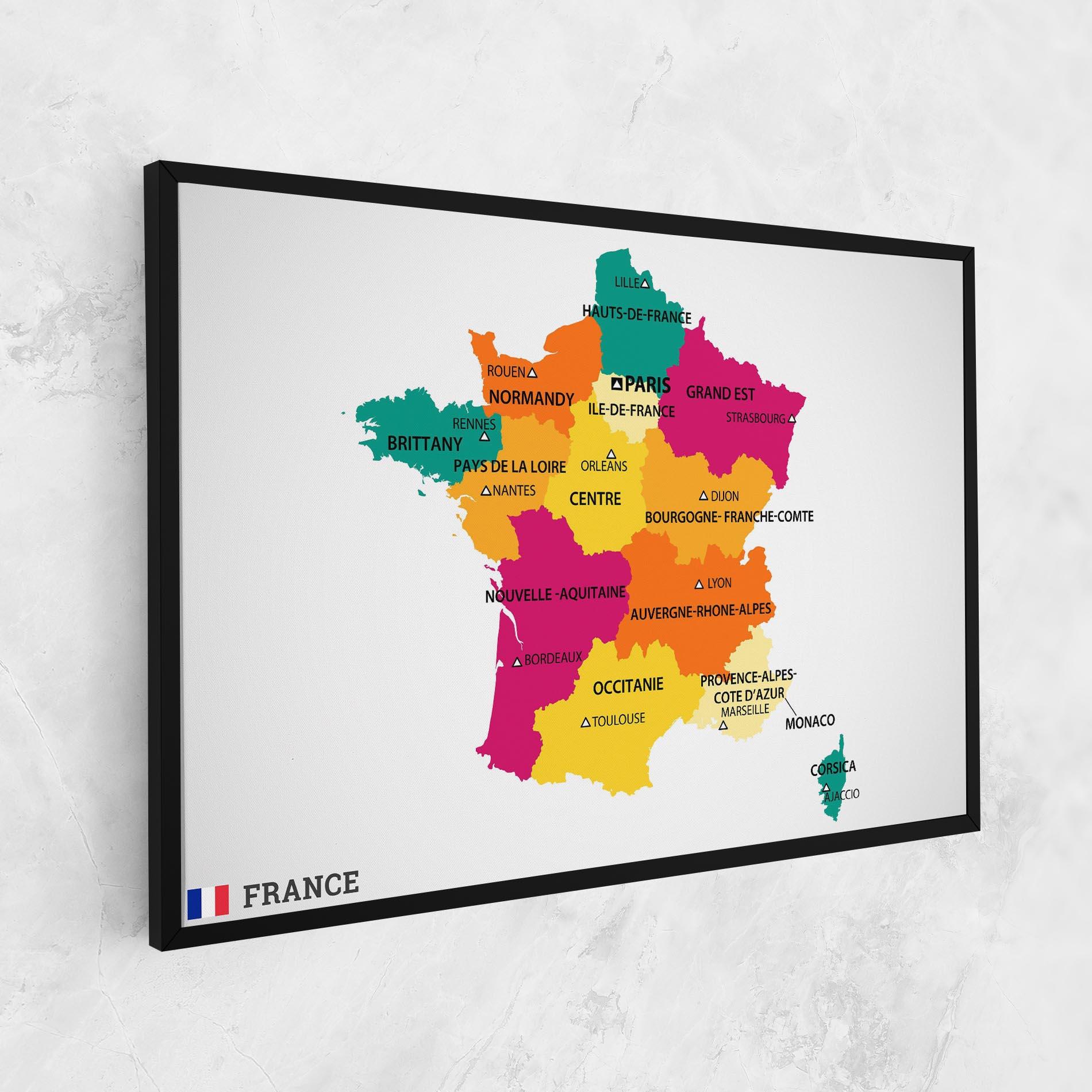Vászonkép France Color Map mockup 1