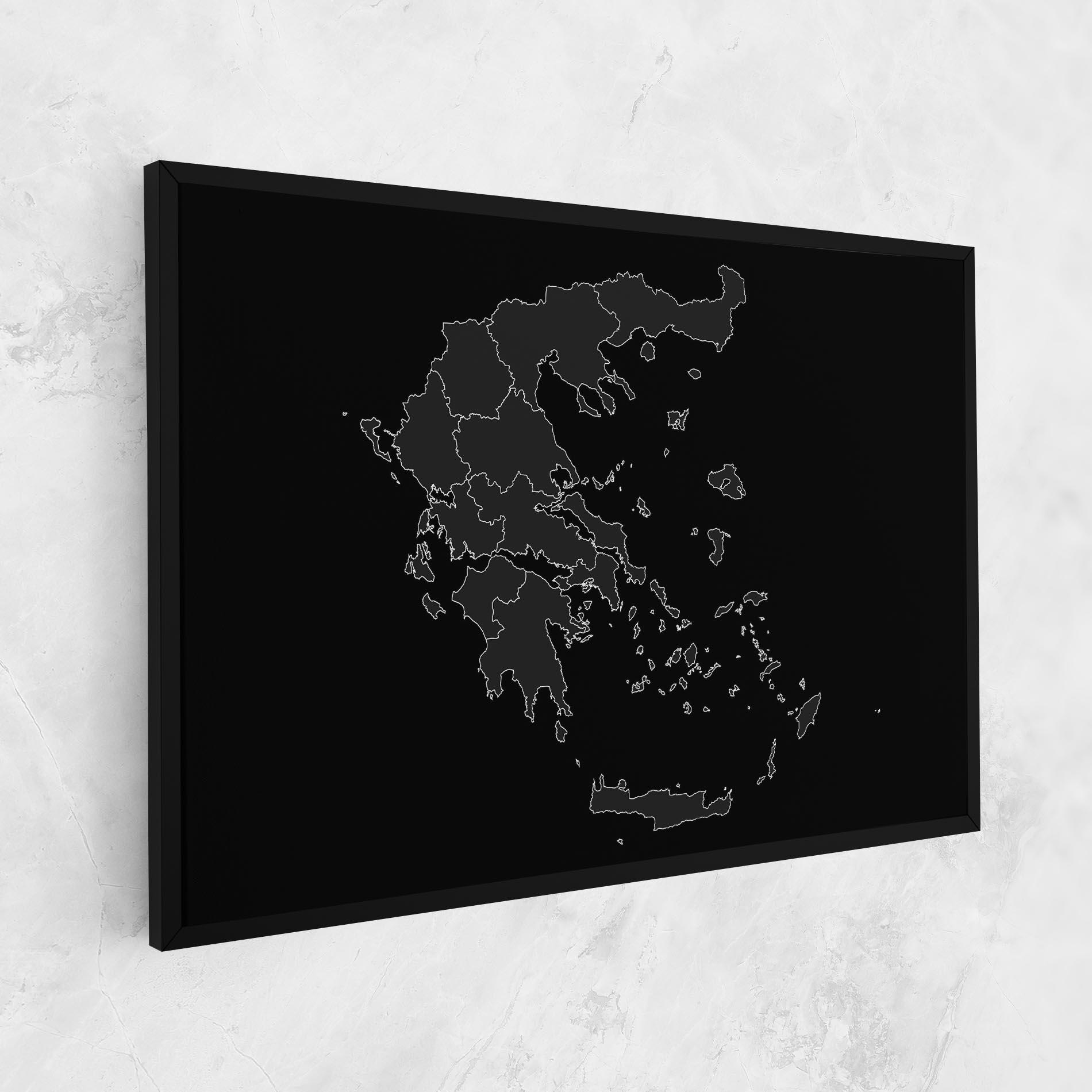 Vászonkép Greece Grey Map mockup 1