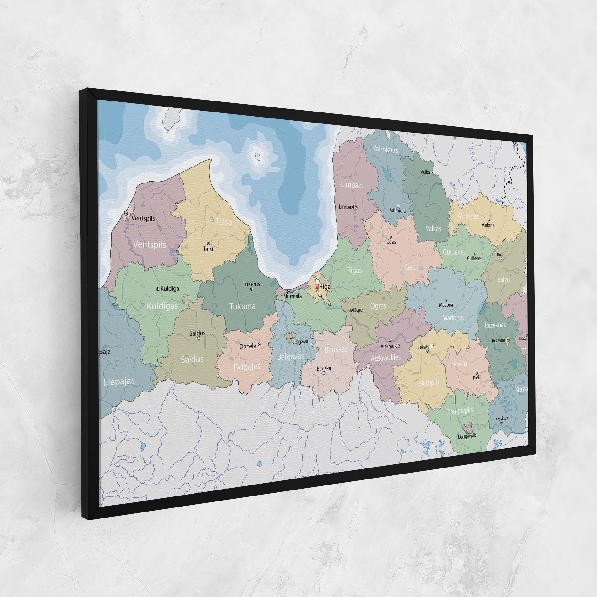 Vászonkép Latvia Color Map mockup 1