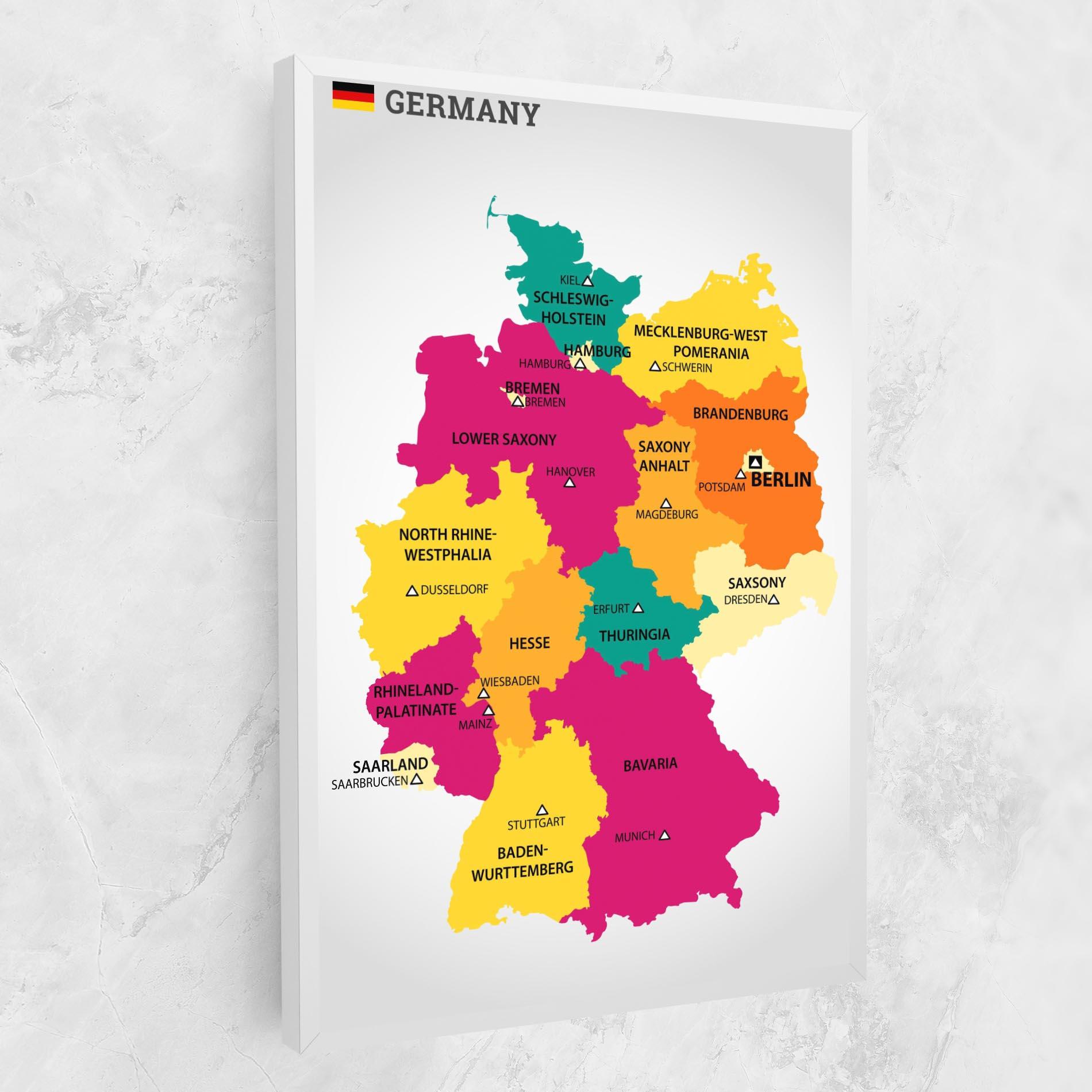 Vászonkép Germany Color Map mockup 1