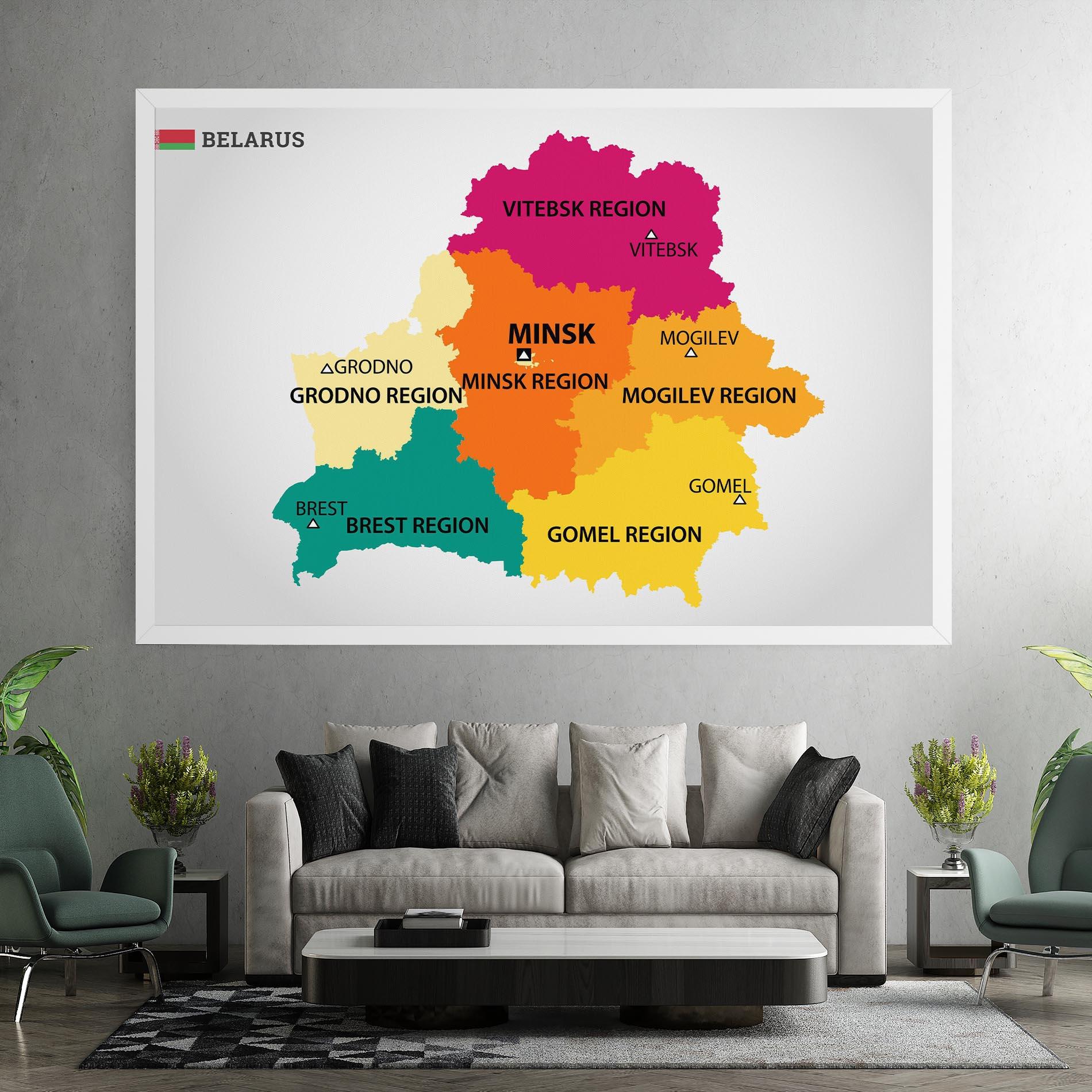 Vászonkép Belarus Color Map mockup 7