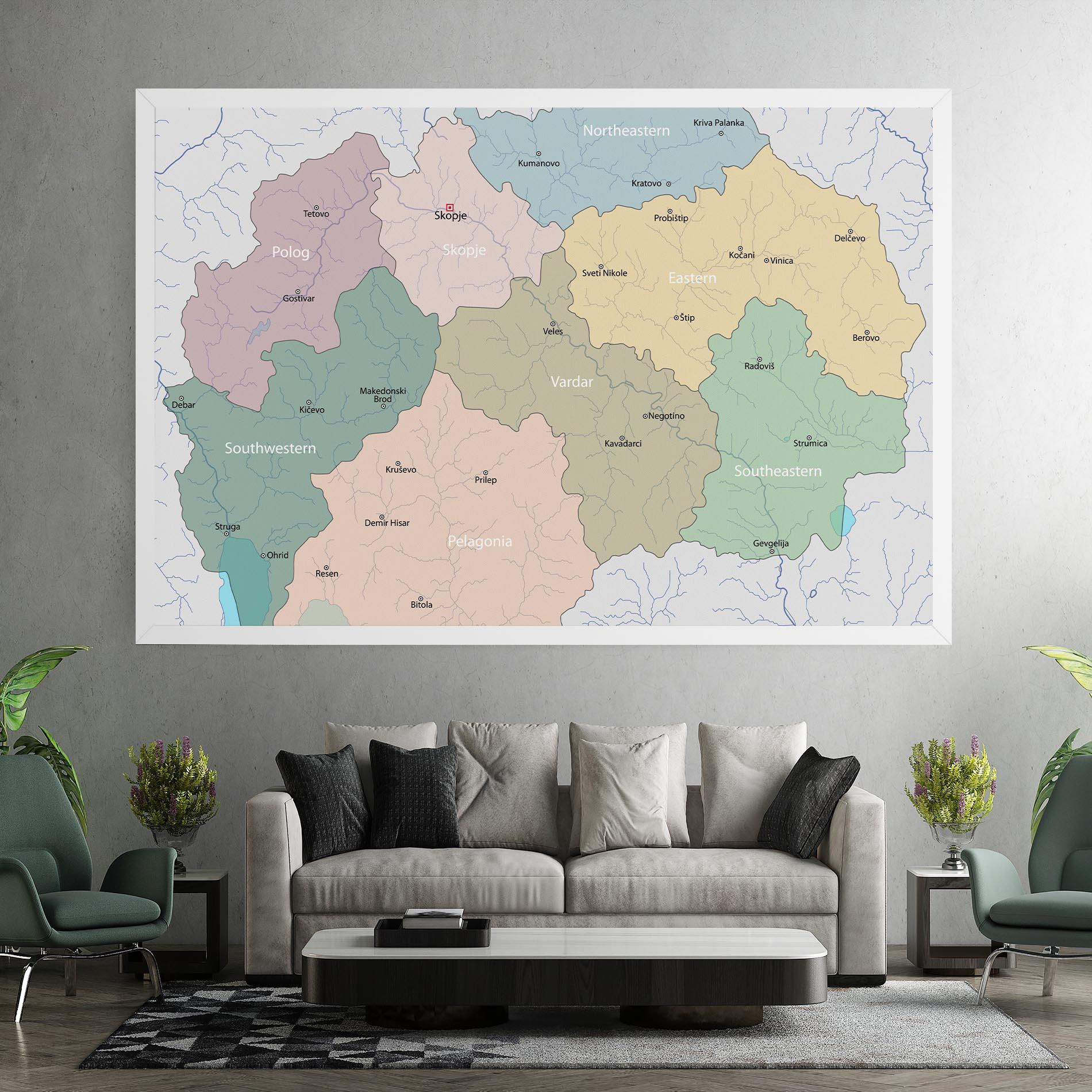 Vászonkép North Macedonia Map mockup 7