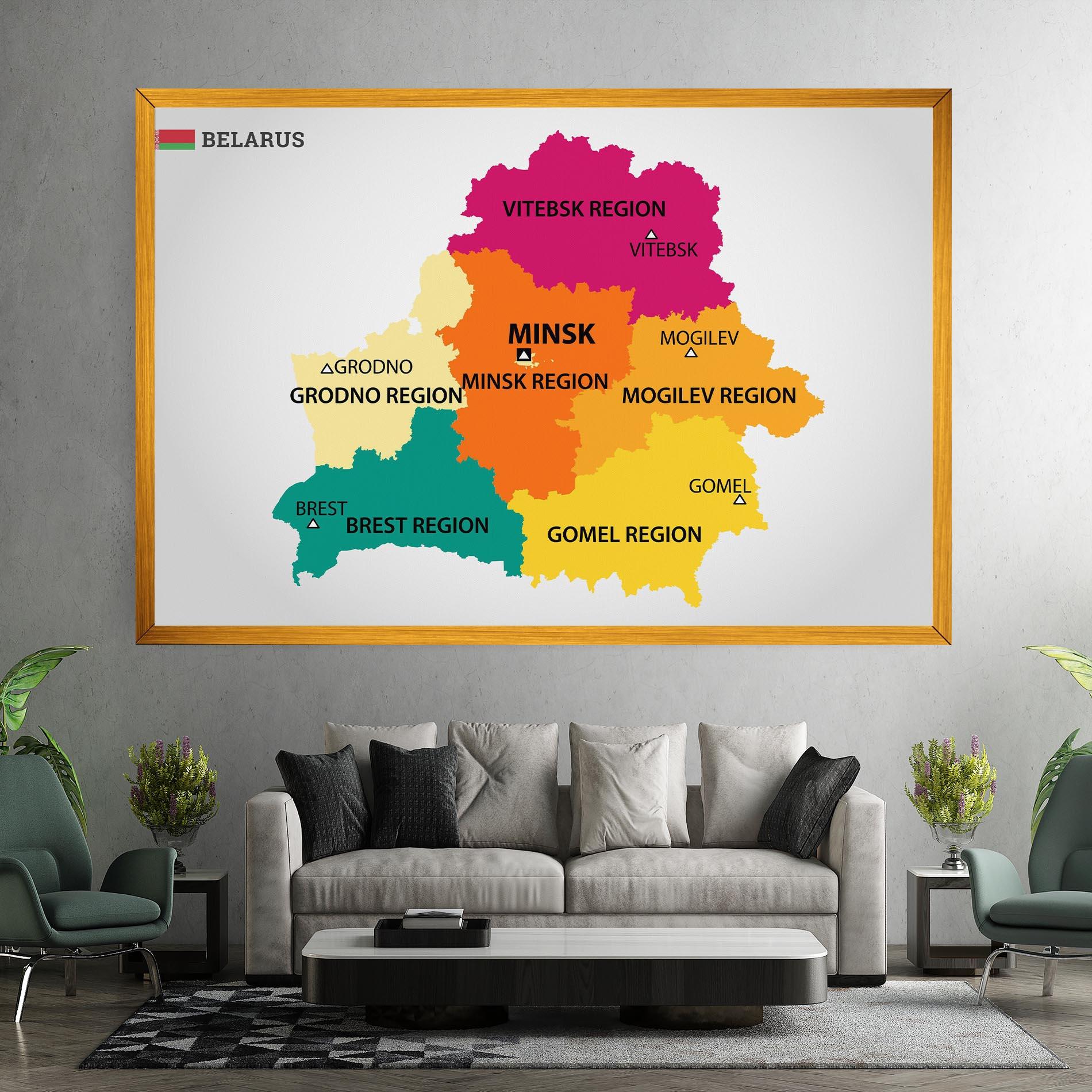 Vászonkép Belarus Color Map mockup 7