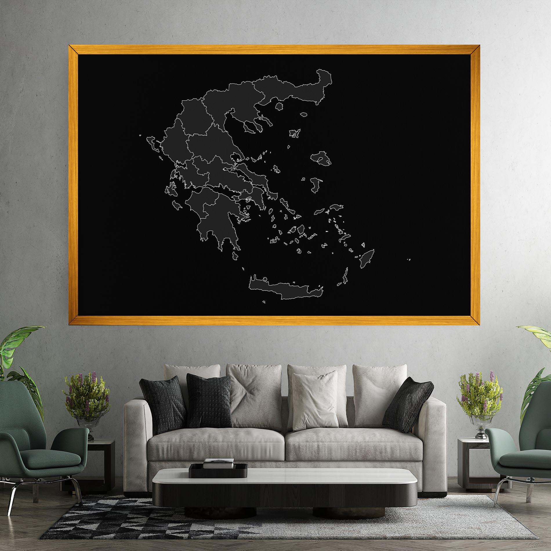 Vászonkép Greece Grey Map mockup 7