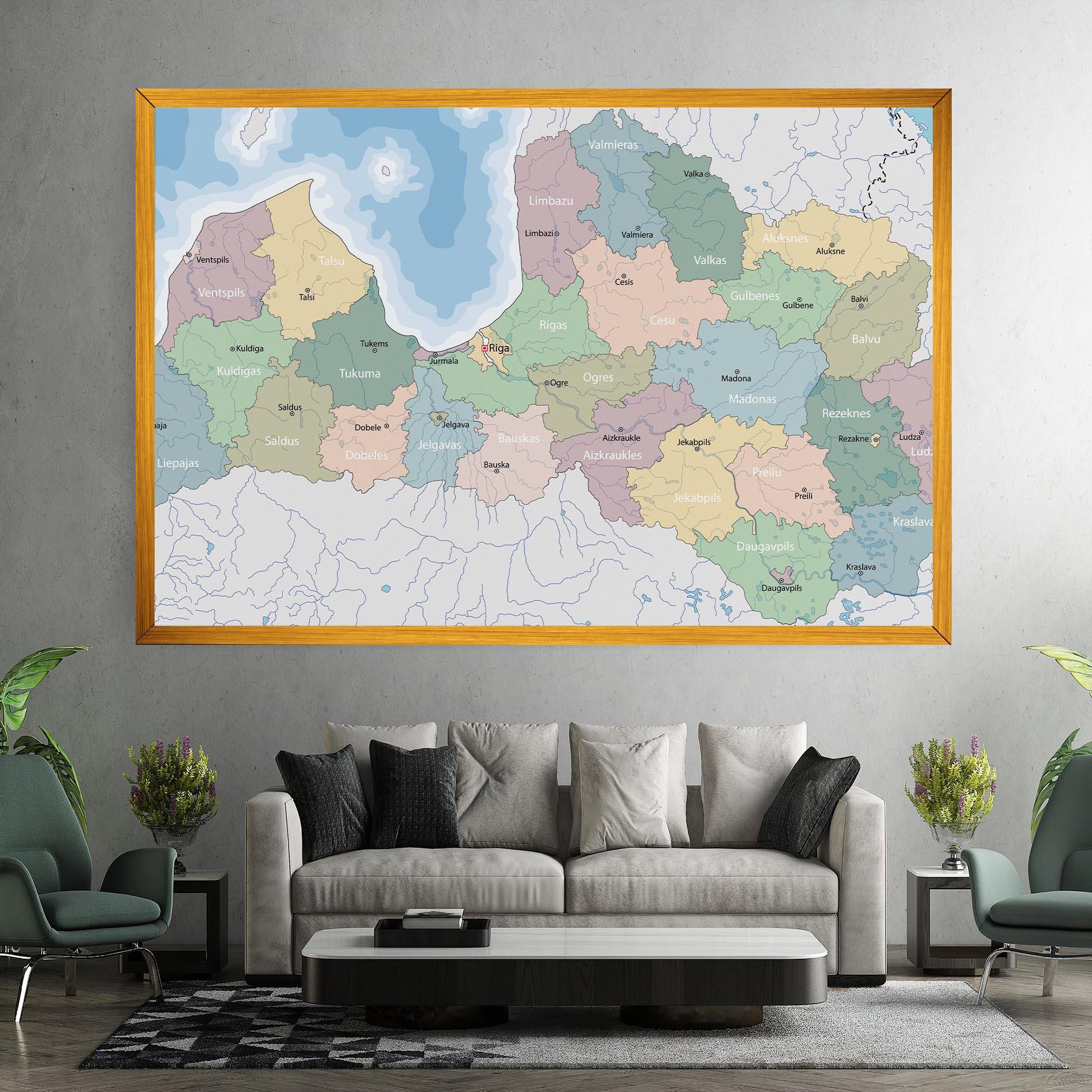 Vászonkép Latvia Color Map mockup 7