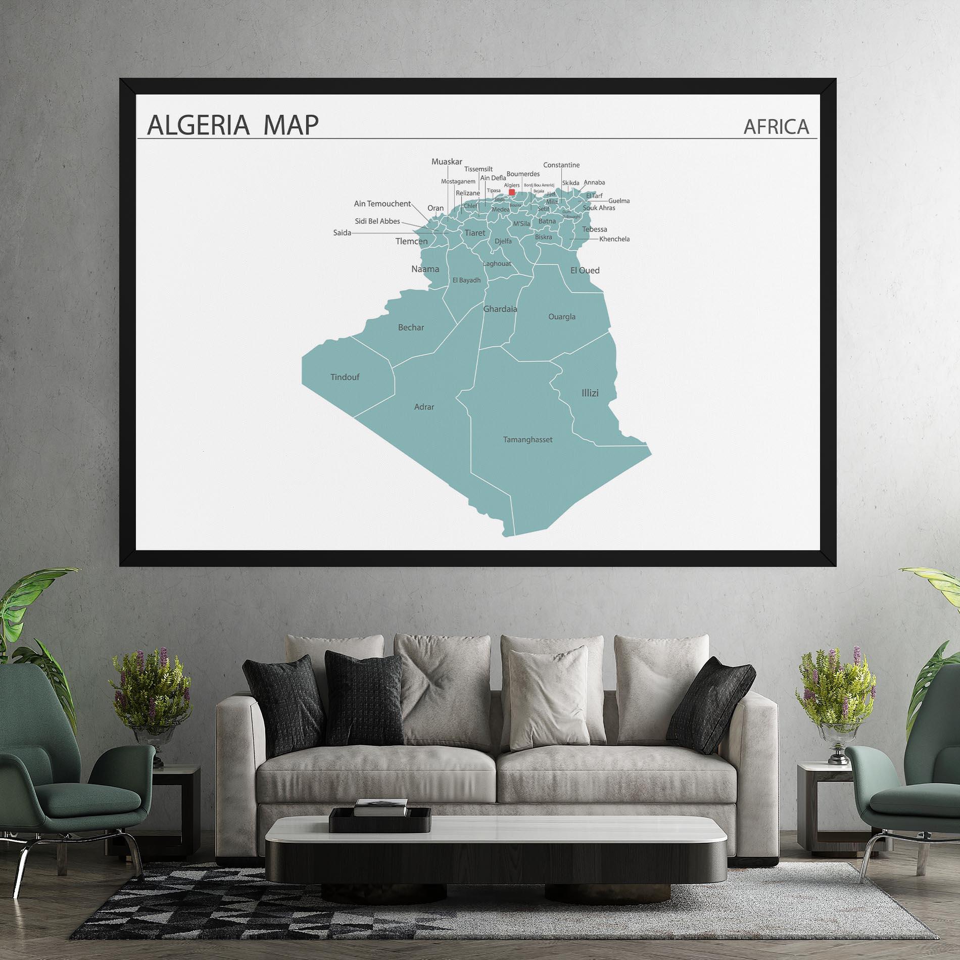 Vászonkép Algeria Map mockup 7