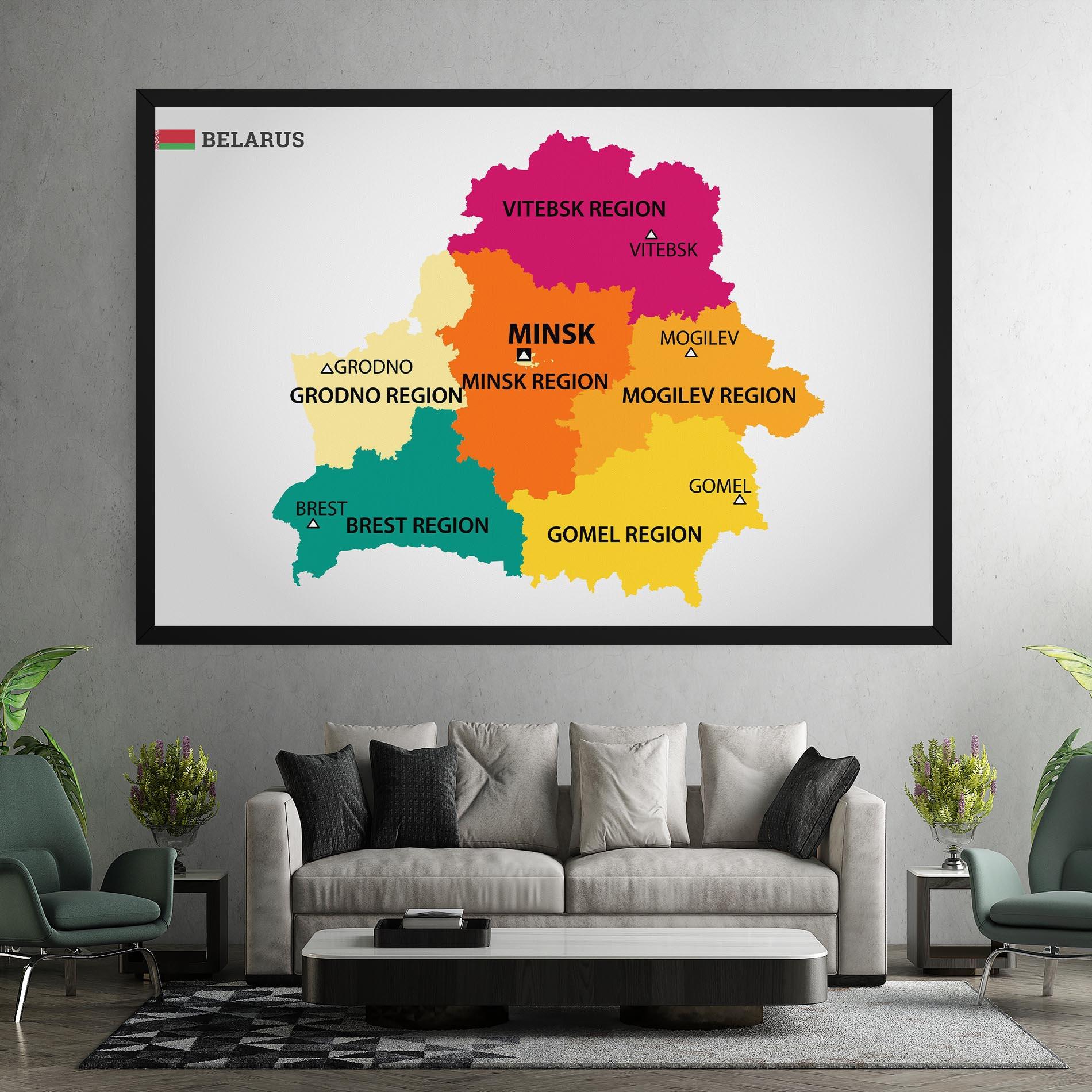 Vászonkép Belarus Color Map mockup 7