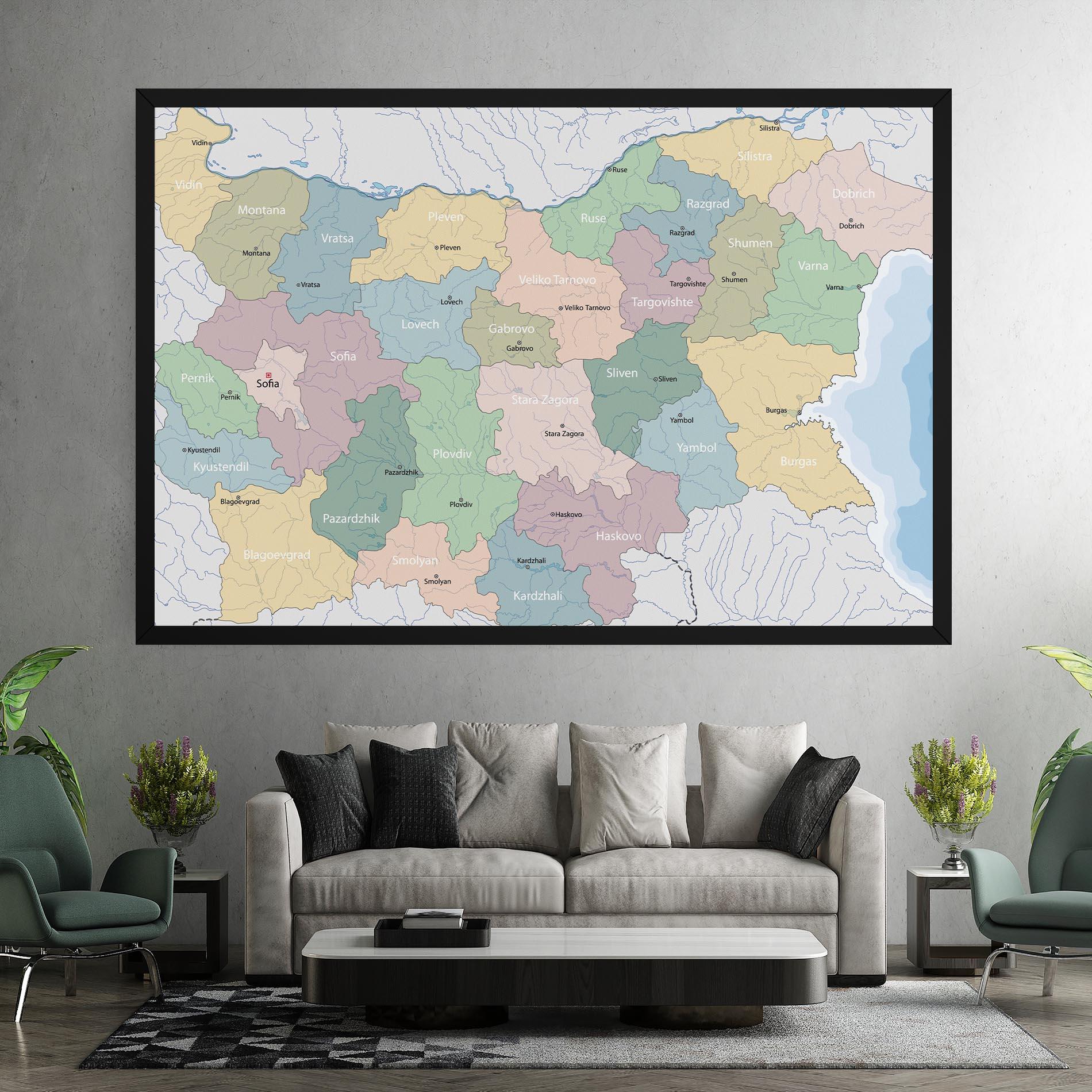 Vászonkép Bulgaria Map mockup 7