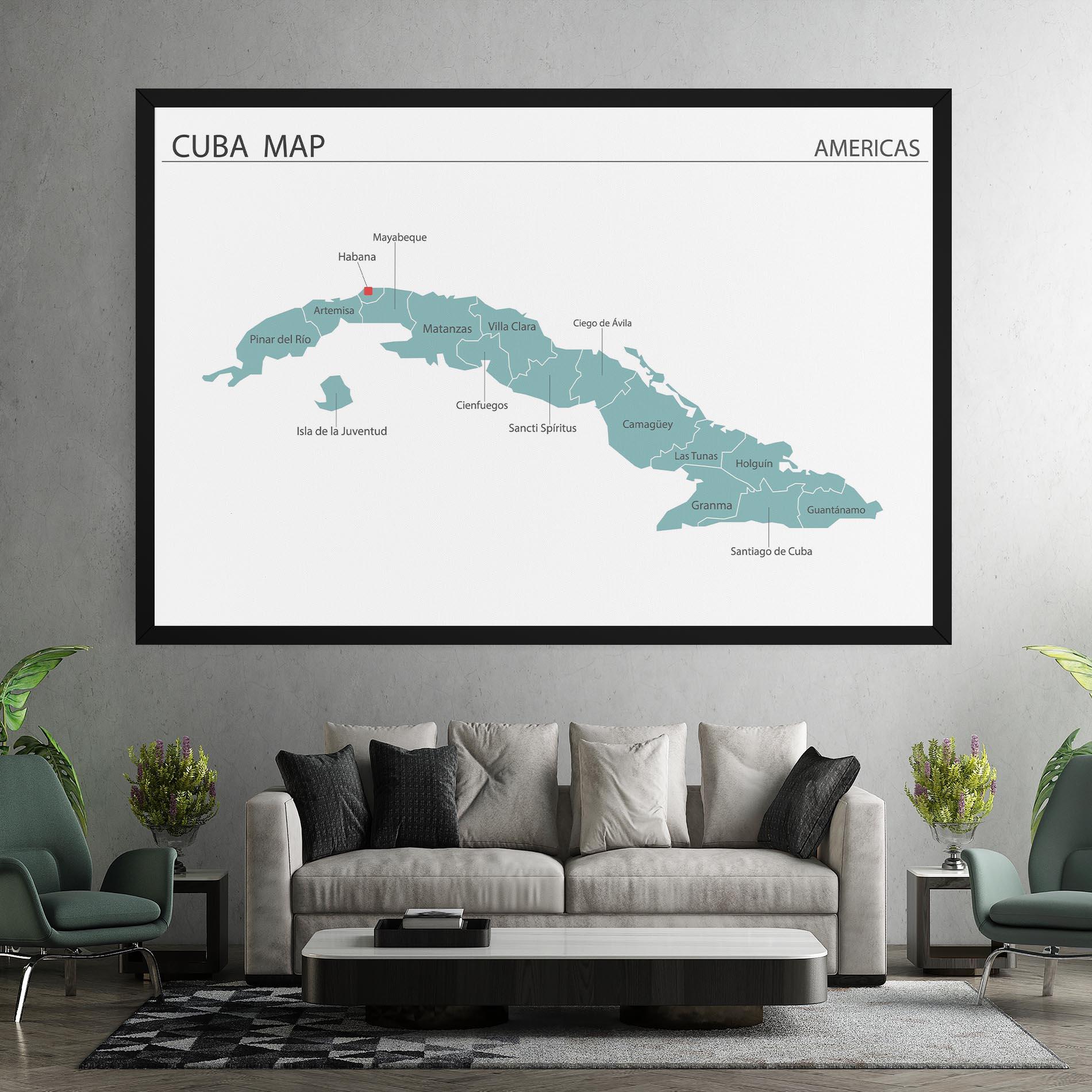 Vászonkép Cuba Map mockup 7