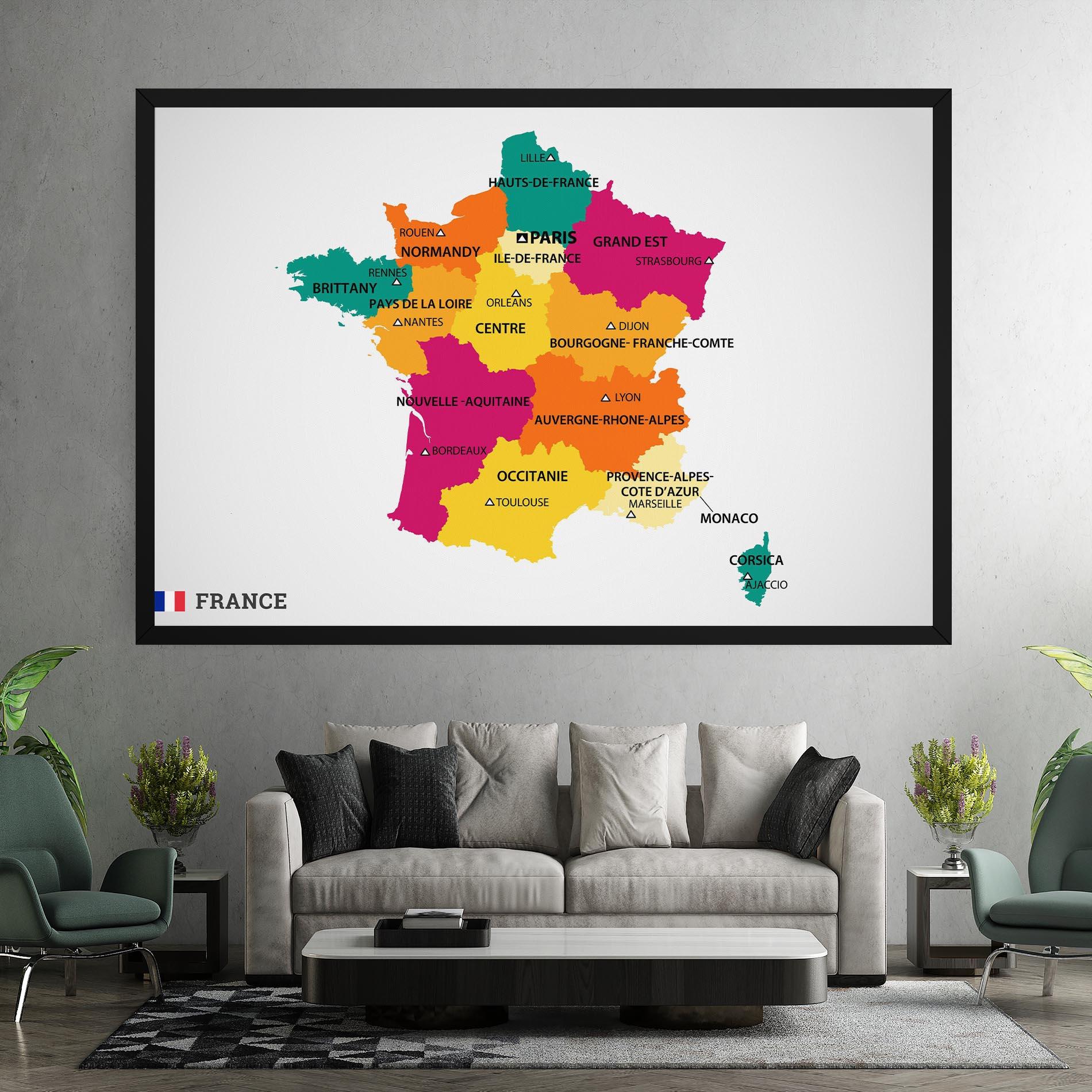 Vászonkép France Color Map mockup 7